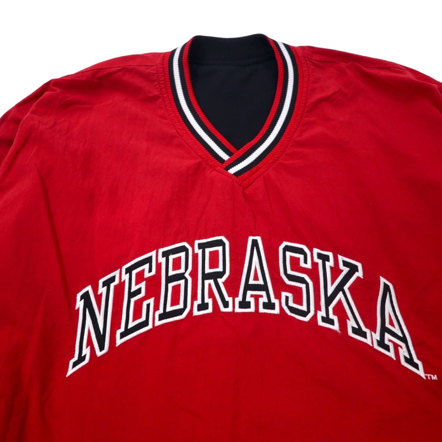 STARTER 90年代 リバーシブル ピステ プルオーバー ナイロンジャケット XL ブラック レッド カレッジ NEBRASKA HUSKERS