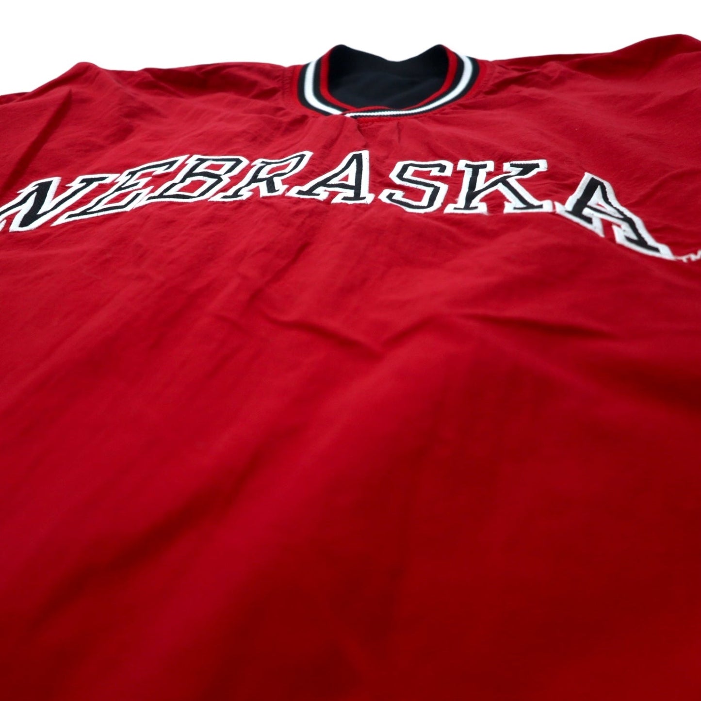 STARTER 90年代 リバーシブル ピステ プルオーバー ナイロンジャケット XL ブラック レッド カレッジ NEBRASKA HUSKERS
