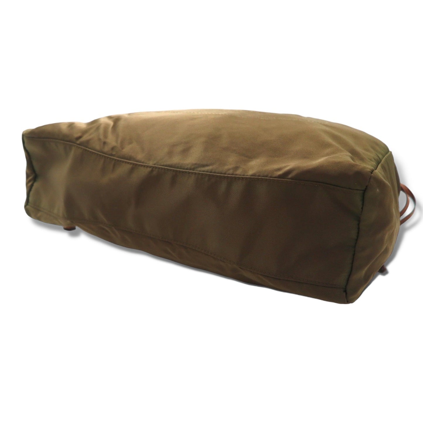 PRADA ジャガード 巾着 トートバッグ ショルダーバッグ カーキ ナイロン ロゴプリント