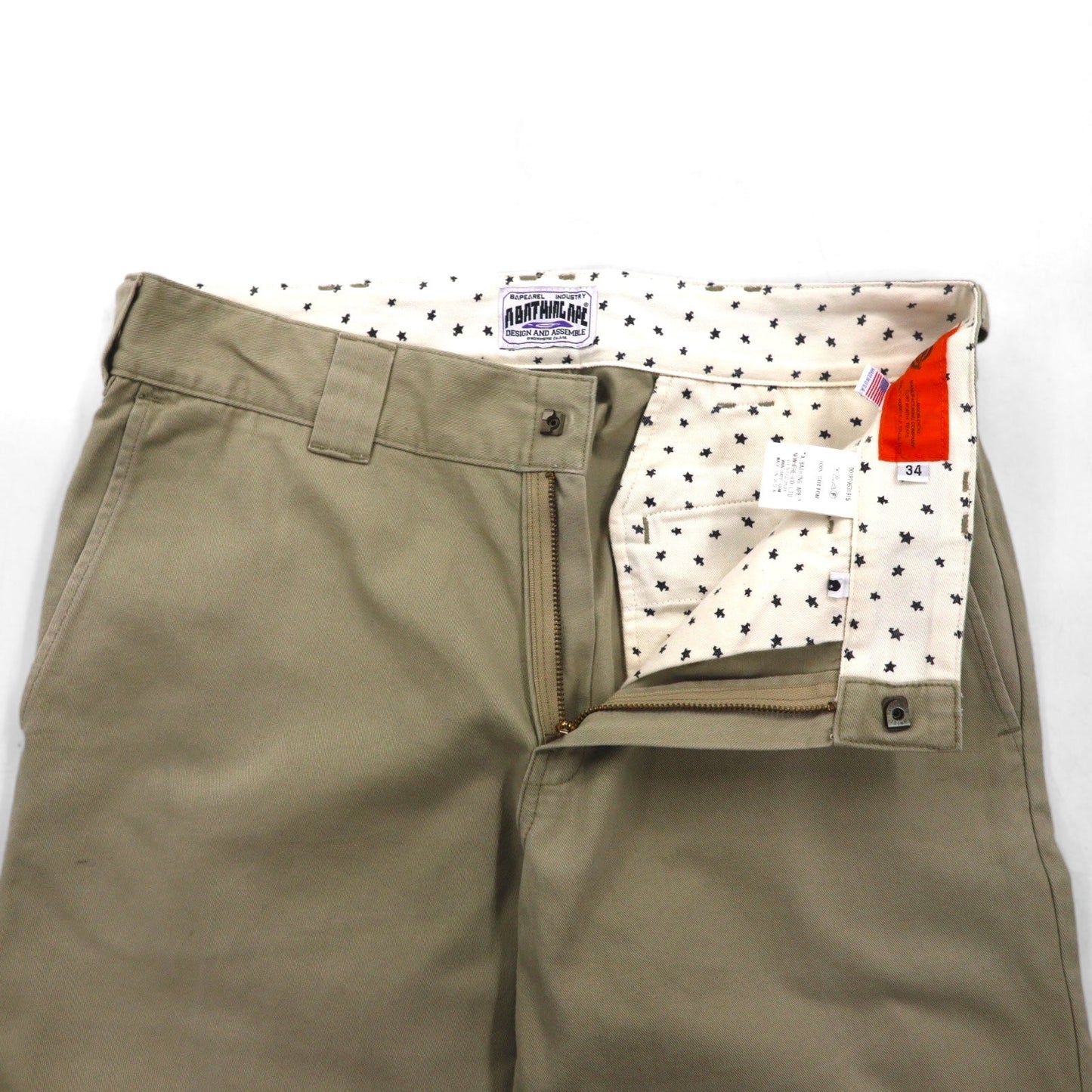 A BATHING APE × Dickies USA製 ワークパンツ チノパンツ M ベージュ TALONジップ 001PT9631915