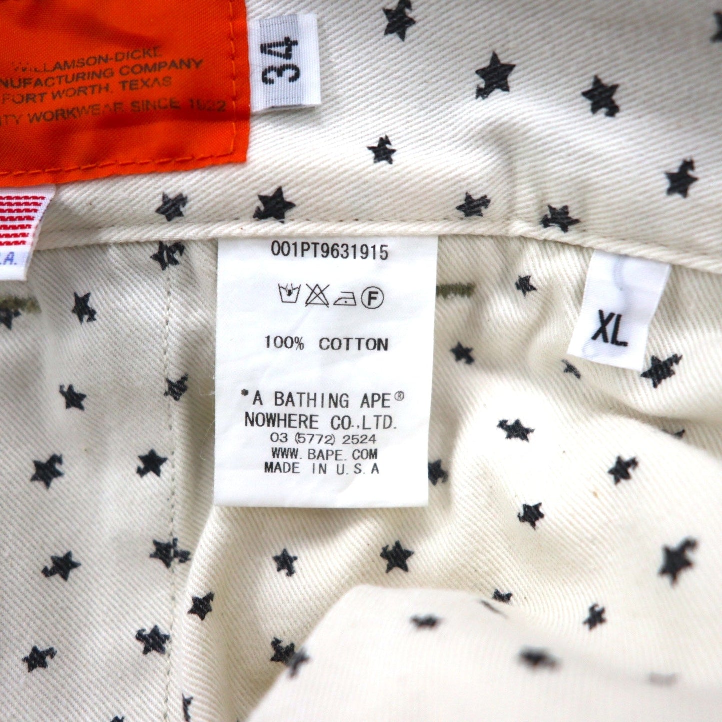 A BATHING APE × Dickies USA製 ワークパンツ チノパンツ M ベージュ TALONジップ 001PT9631915