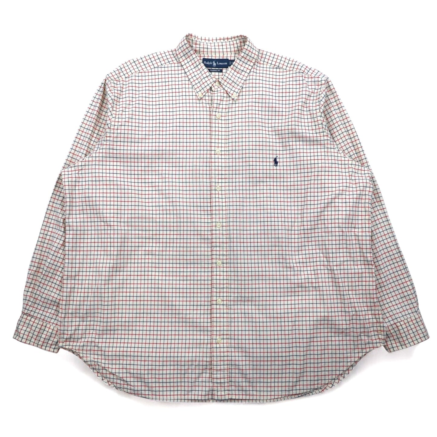 Ralph Lauren 90年代 ビッグサイズ クラシックフィット ボタンダウンシャツ 2XL BIG ホワイト ウィンドペンチェック コットン スモールポニー刺繍