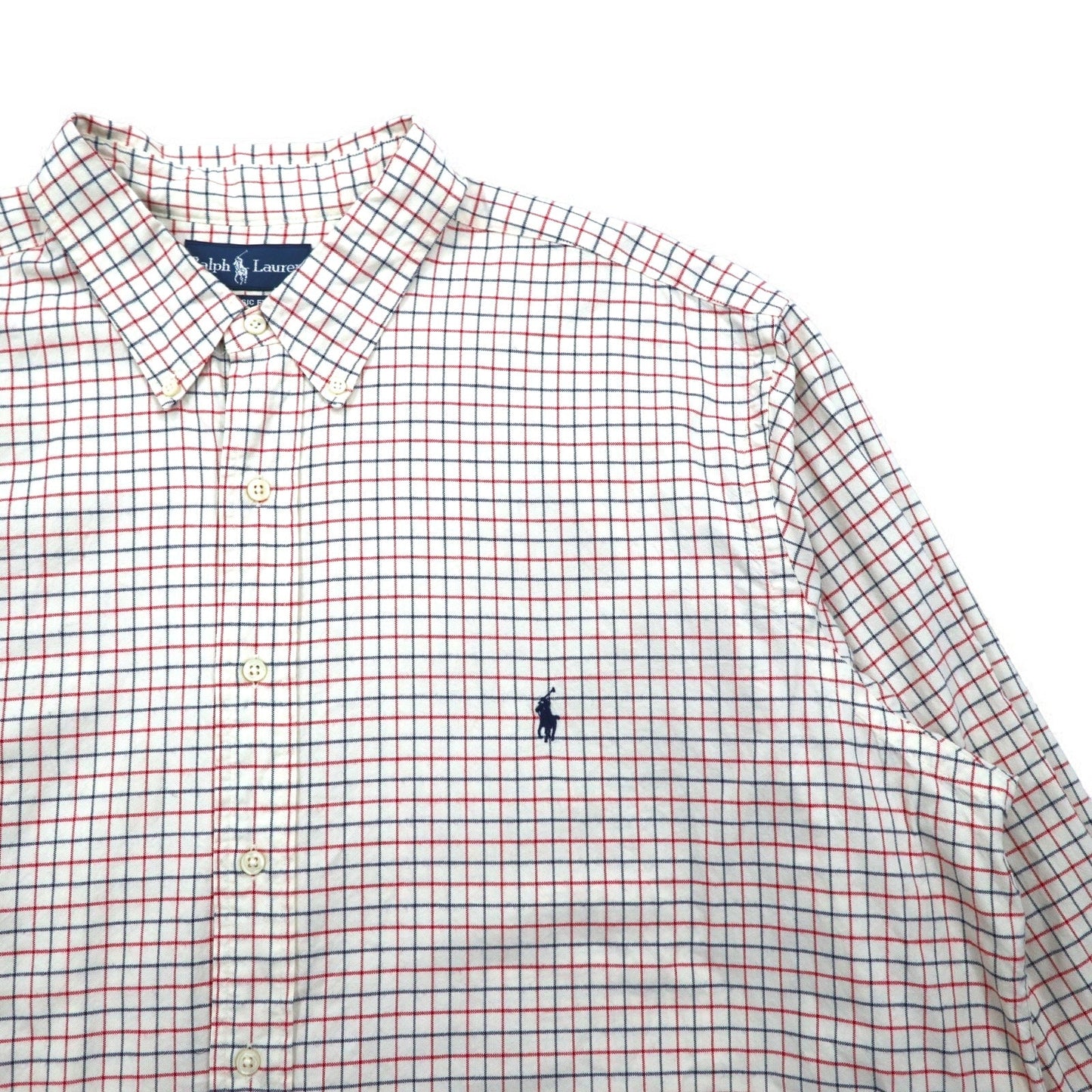 Ralph Lauren 90年代 ビッグサイズ クラシックフィット ボタンダウンシャツ 2XL BIG ホワイト ウィンドペンチェック コットン スモールポニー刺繍