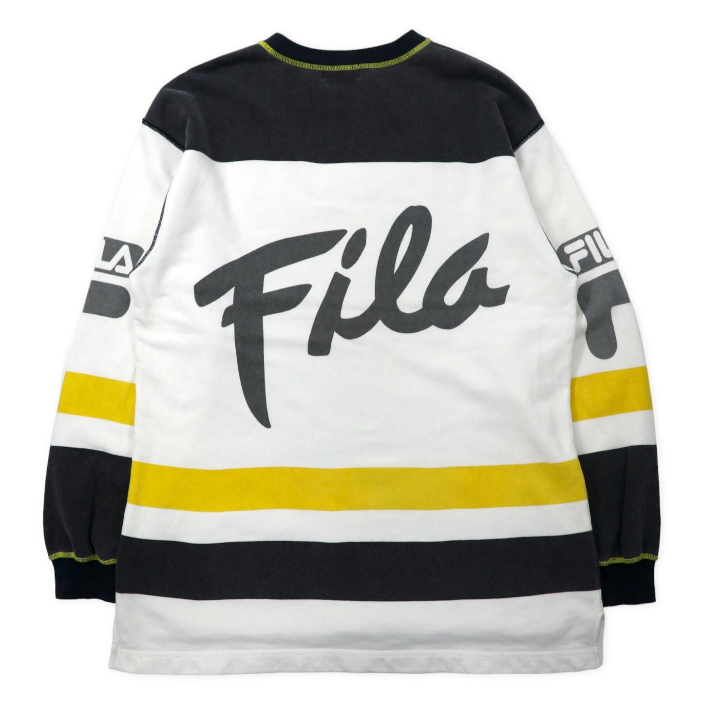 FILA 90年代 オーバーサイズ スウェット L ホワイト ロゴプリント 総柄 コットン ビッグサイズ