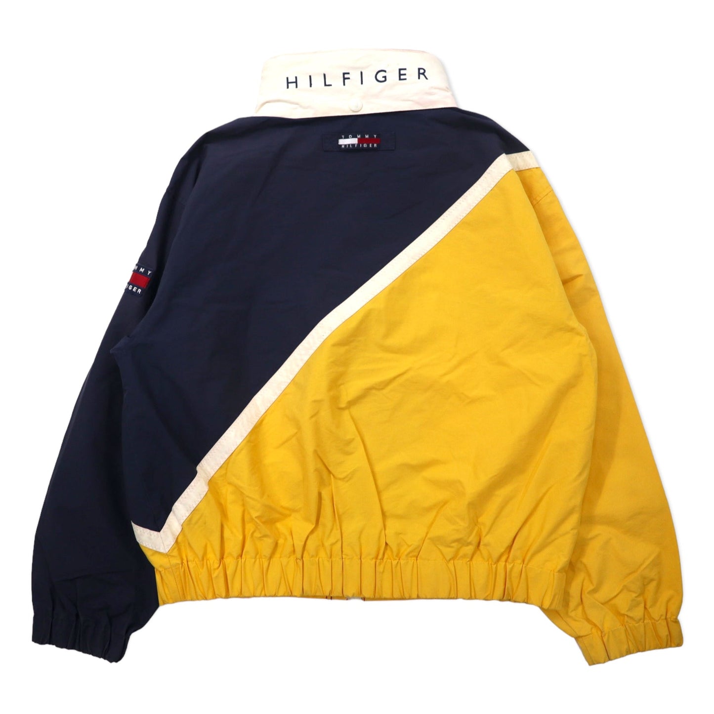 TOMMY HILFIGER 90年代 セーリングジャケット L イエロー ネイビー ナイロン フード収納式