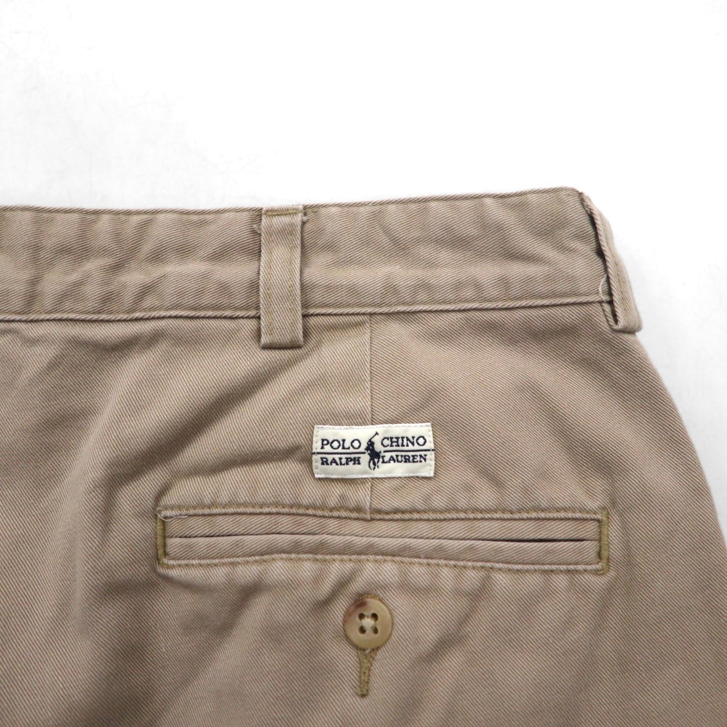 POLO RALPH LAUREN 90年代 ポロチノ 2タック ショート チノパンツ ハーフパンツ M ベージュ コットン