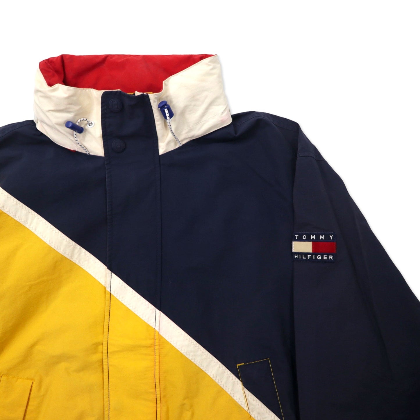 TOMMY HILFIGER 90年代 セーリングジャケット L イエロー ネイビー ナイロン フード収納式