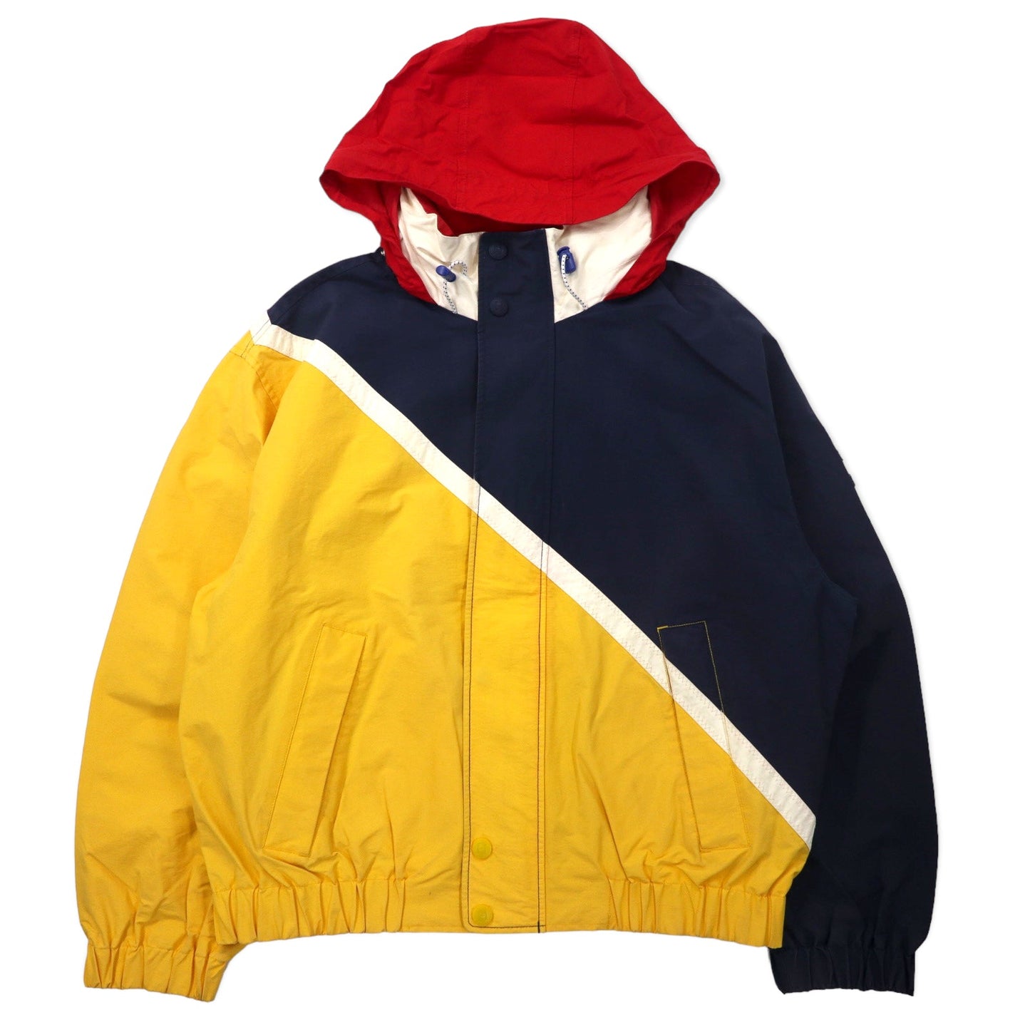 TOMMY HILFIGER 90年代 セーリングジャケット L イエロー ネイビー ナイロン フード収納式