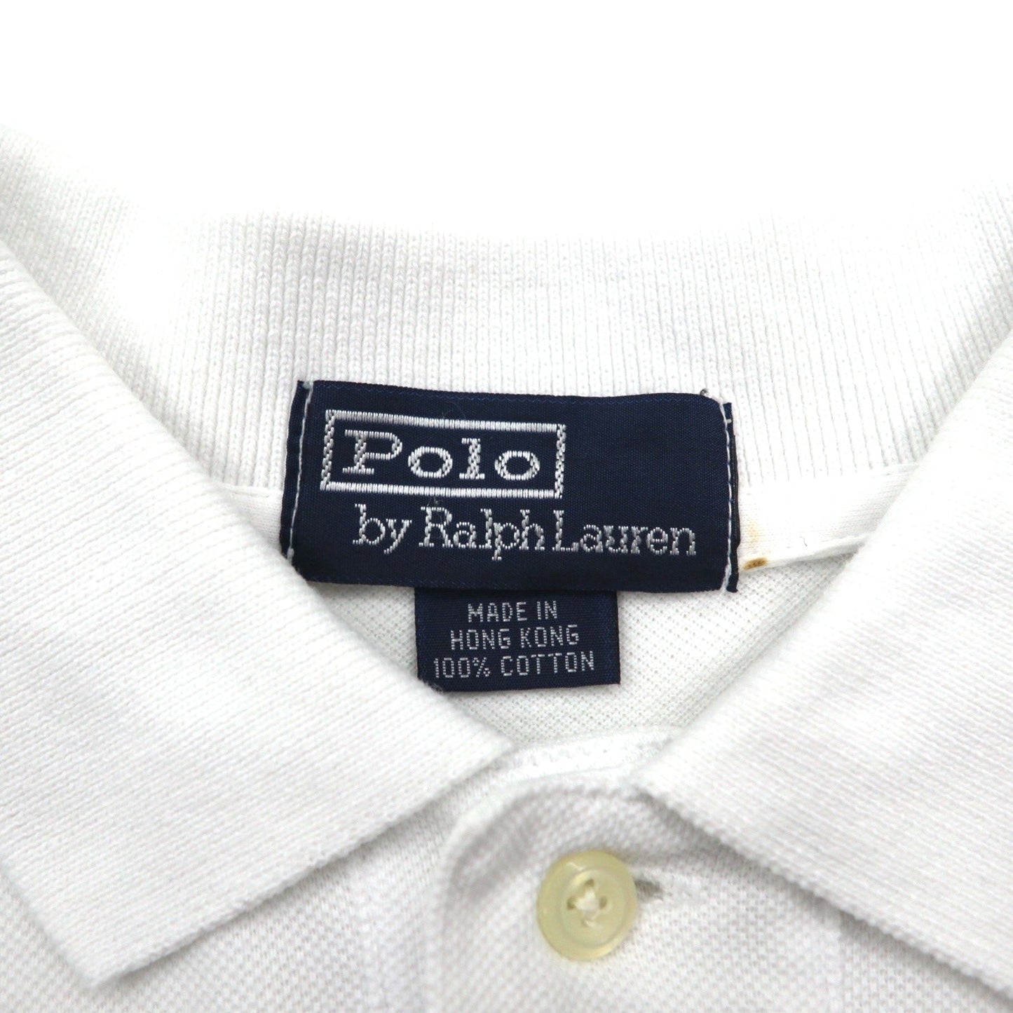 Polo by Ralph Lauren 90年代 ポロベア 胸ポケット ポロシャツ L ホワイト 鹿の子 ワンポイント刺繍