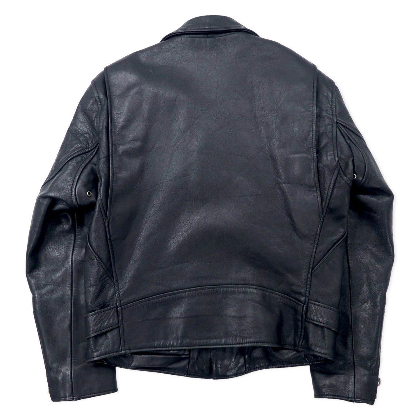 VINTAGE GENUINE LEATHER CUIR NATUREL RIDERS JACKET ダブル ライダースジャケット レザージャケット 36 ブラック キルティングライナー