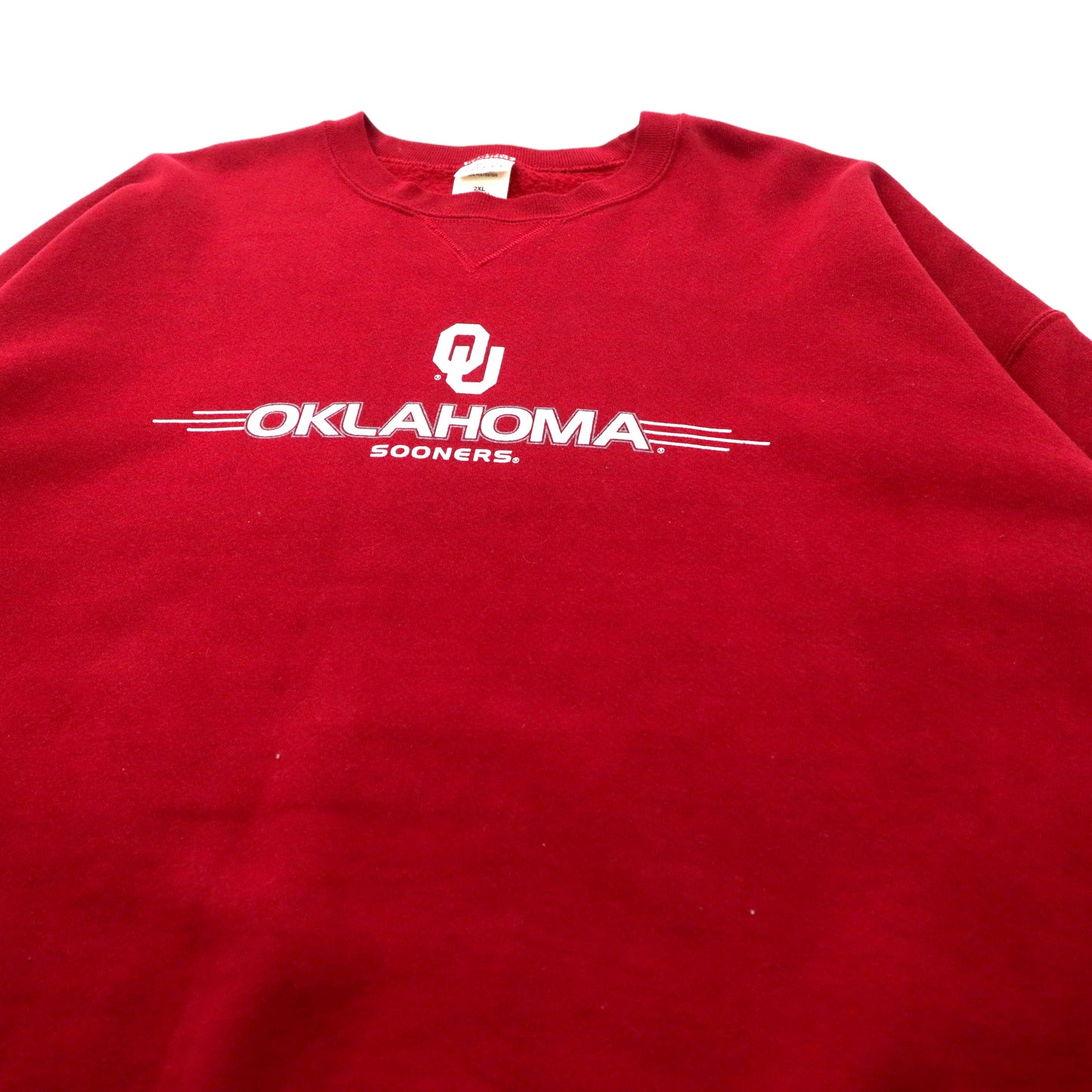 USA製 M.J.SOFEE 90年代 ビッグサイズ カレッジプリント スウェット 2XL レッド コットン 裏起毛 OKLAHOMA SOONERS