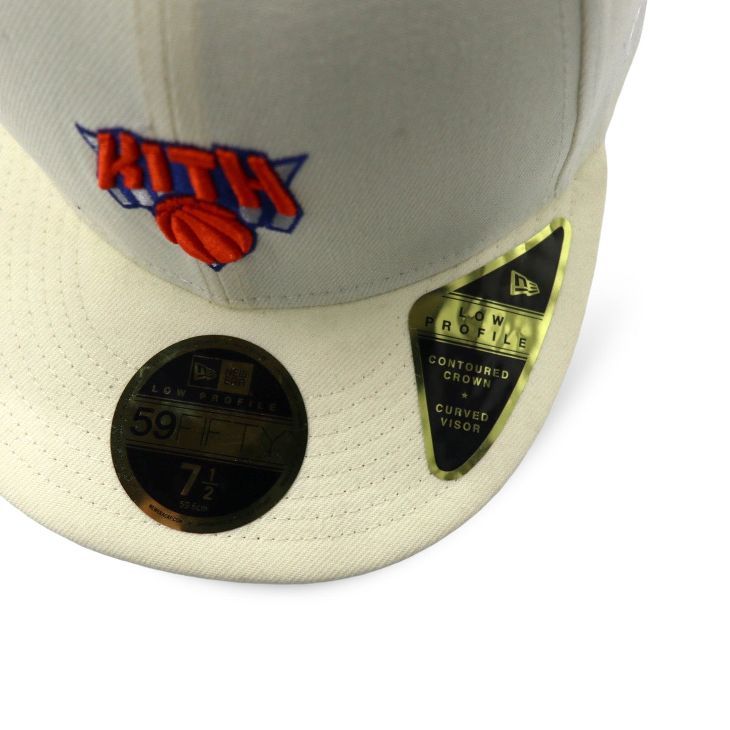KITH × NEW ERA ベースボールキャップ 59.6cm ホワイト ポリエステル NBA The New York Knicks 59Fifty Low Profile Fitted Hat 未使用品