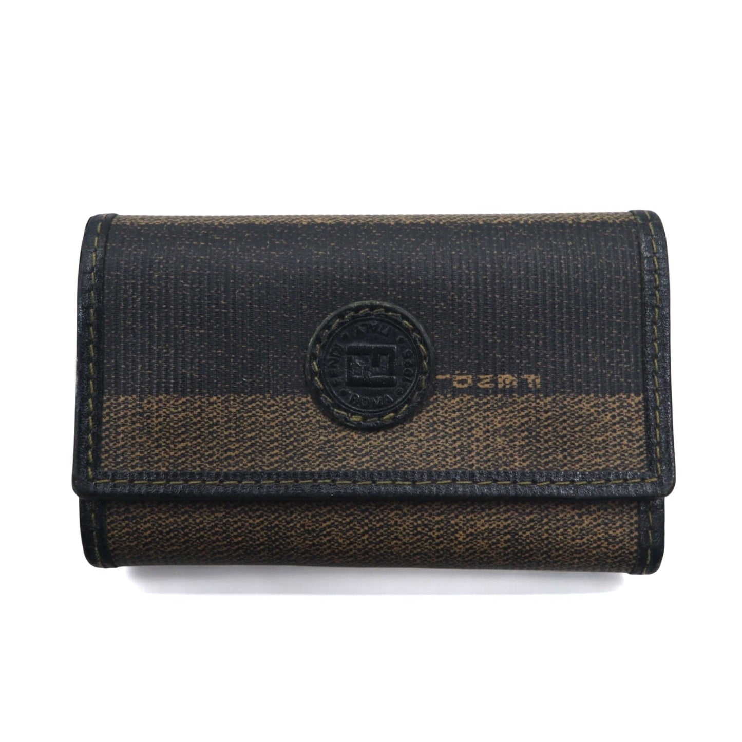 FENDI イタリア製 ペカン 6連 キーケース ブラック ベージュ PVC レザー 2284/513516