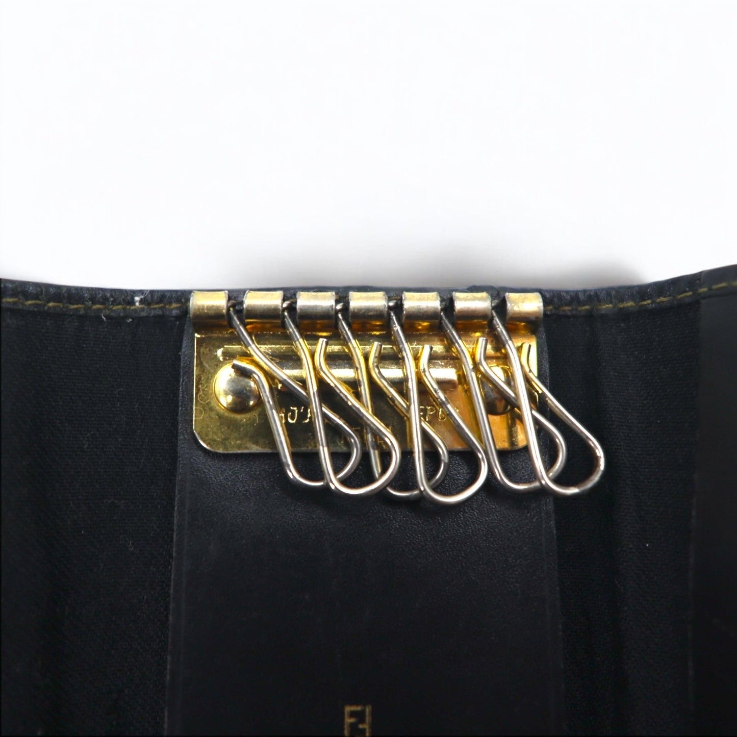 FENDI イタリア製 ペカン 6連 キーケース ブラック ベージュ PVC レザー 2284/513516