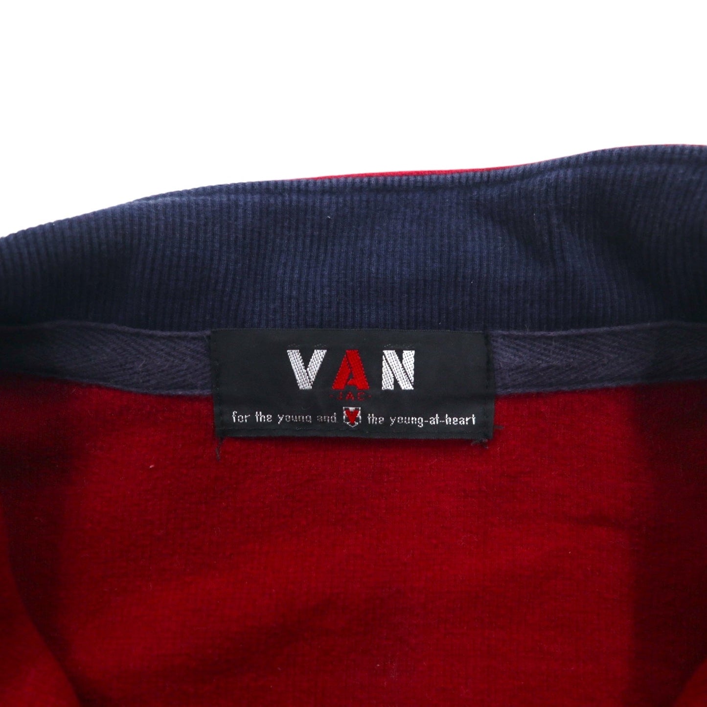 VAN-JAC- ハーフジップ スウェット M レッド コットン エムブレム 刺繍