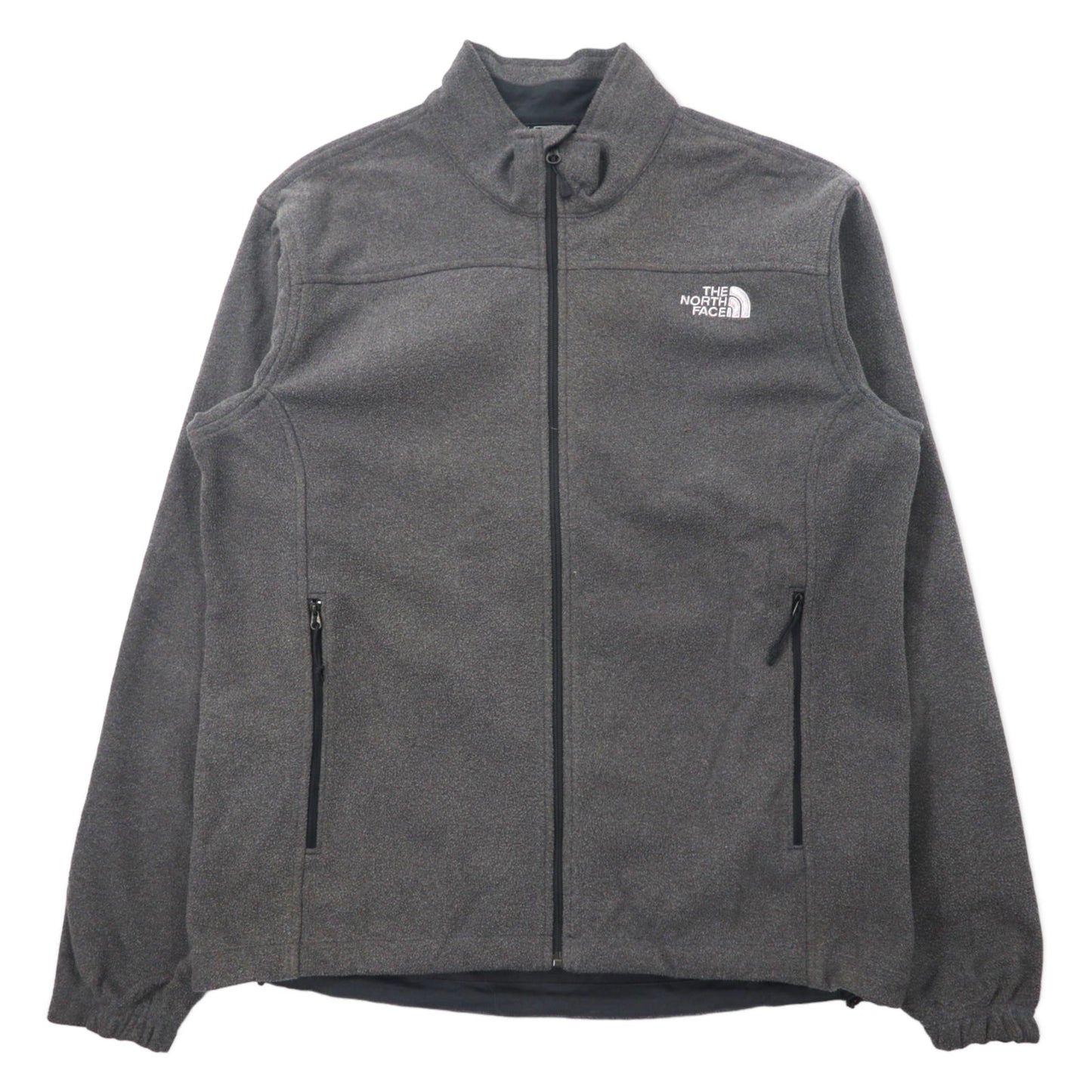 THE NORTH FACE フルジップ フリースジャケット L グレー ポリエステル ワンポイントロゴ刺繍
