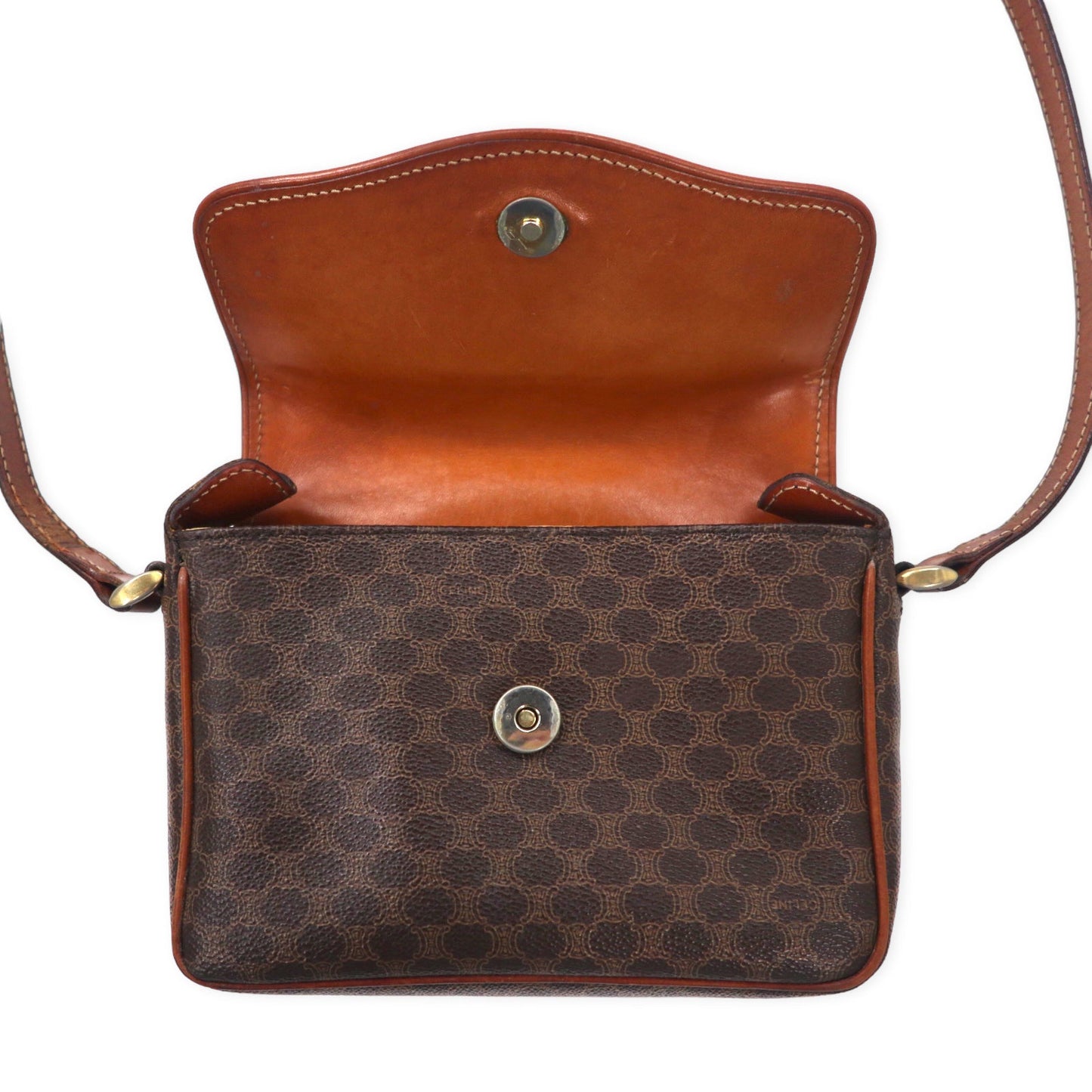 CELINE マカダム ミニショルダーバッグ ブラウン レザー M08 オールド イタリア製