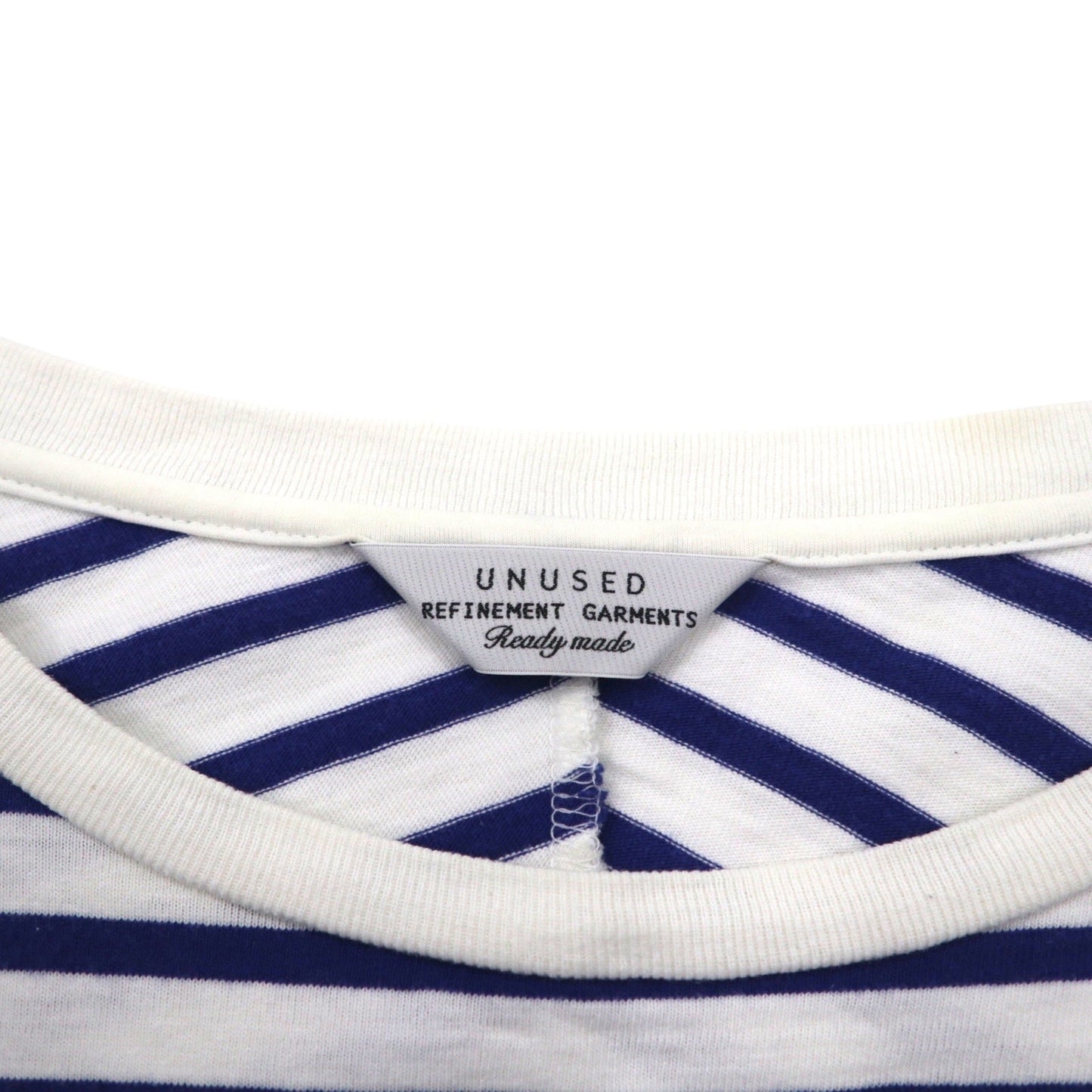 UNUSED ボーダーTシャツ L ブルー ホワイト コットン 日本製