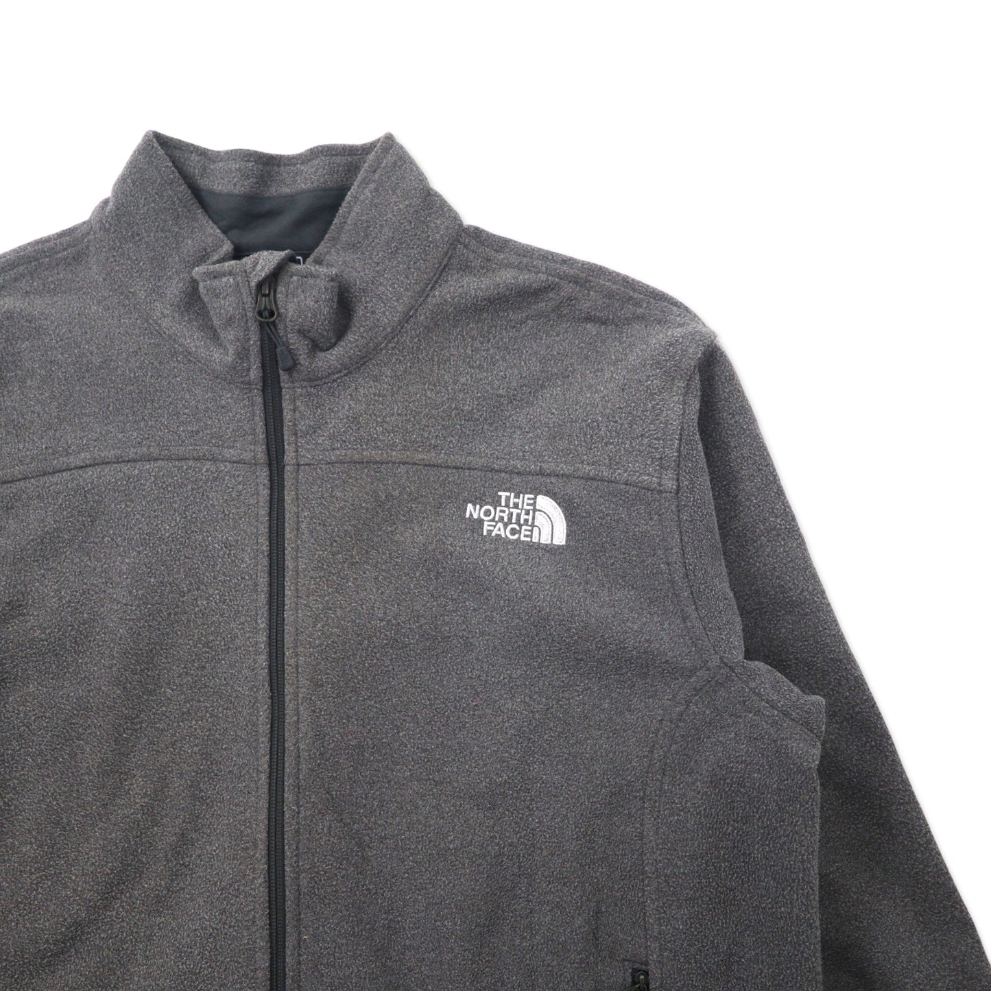 THE NORTH FACE フルジップ フリースジャケット L グレー ポリエステル ワンポイントロゴ刺繍