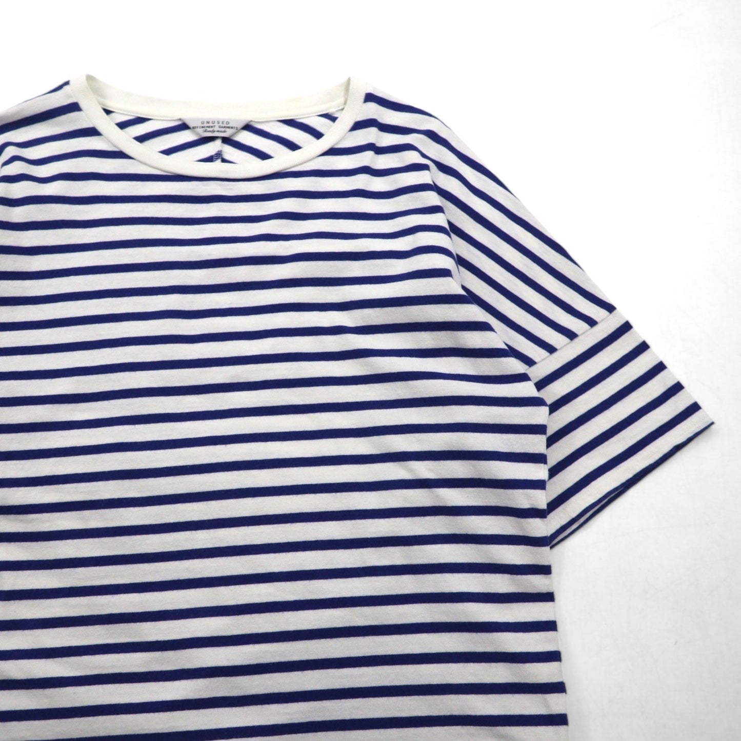 UNUSED ボーダーTシャツ L ブルー ホワイト コットン 日本製