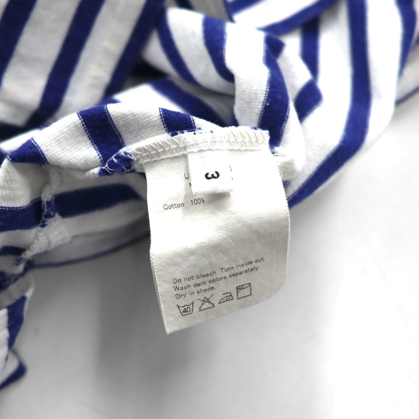 UNUSED ボーダーTシャツ L ブルー ホワイト コットン 日本製