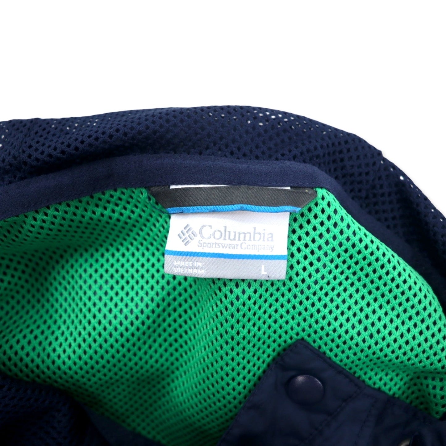 Columbia PFG ハーフスナップ アノラックパーカー L ネイビー グリーン バイカラー ポリエステル XM0541