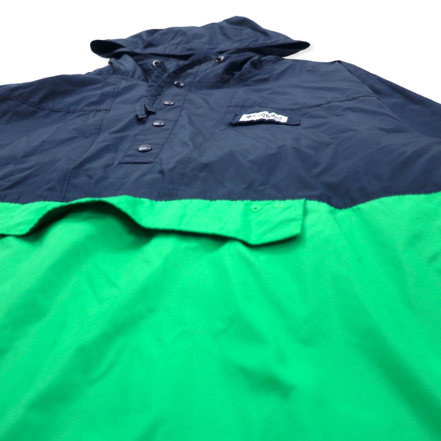 Columbia PFG ハーフスナップ アノラックパーカー L ネイビー グリーン バイカラー ポリエステル XM0541