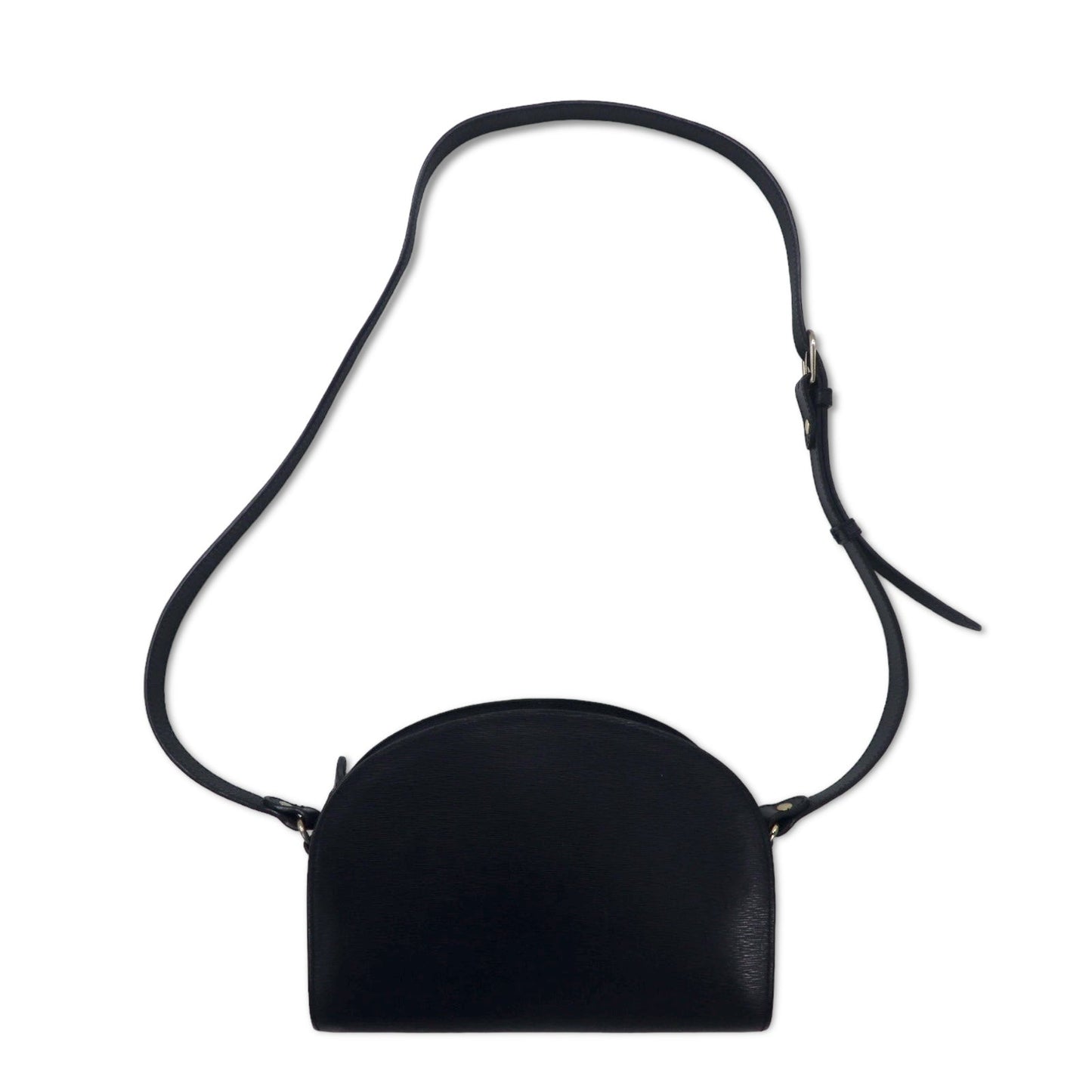 A.P.C. デミルナ ハーフムーン ショルダーバッグ ネイビー Demi Luna レザー 牛革 クロック エンボス ポルトガル製