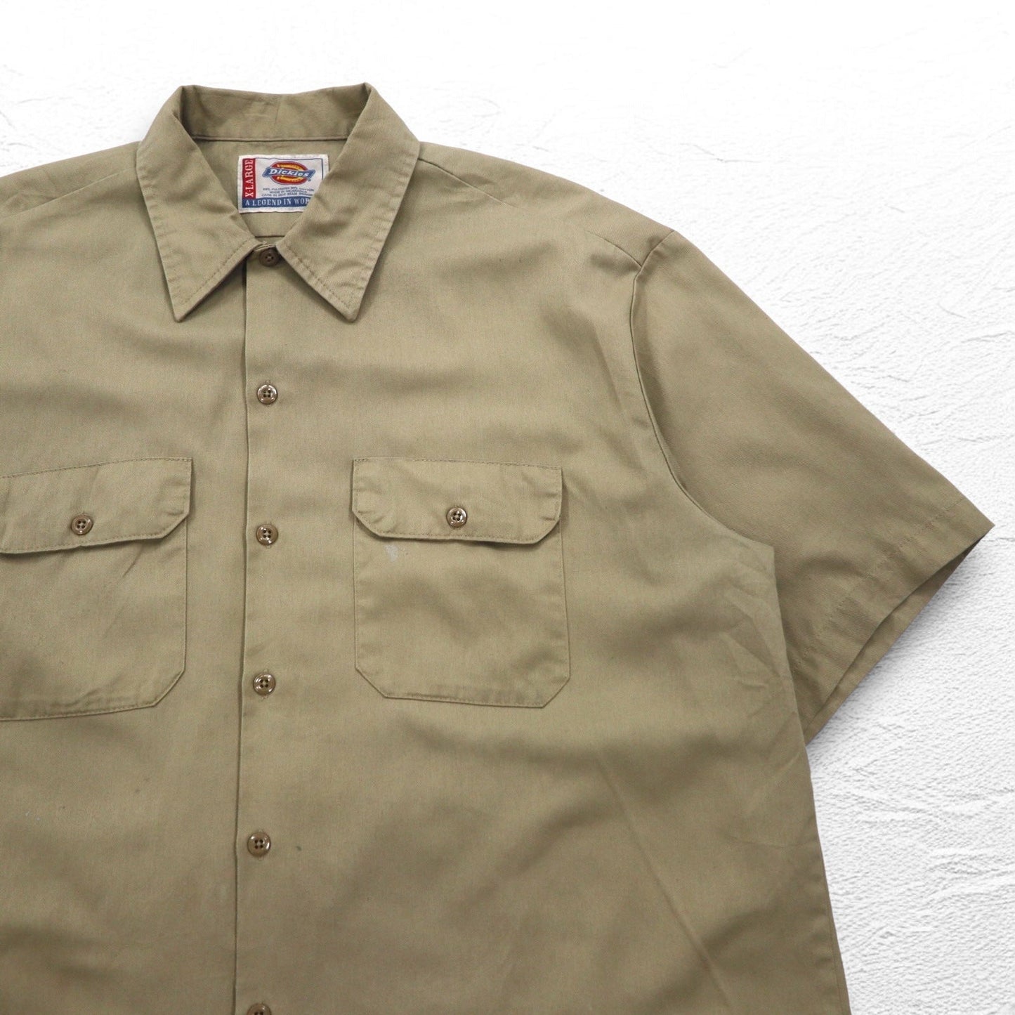 Dickies 半袖 ワークシャツ XL ベージュ ポリエステル コットン 胸ポケット ビッグサイズ ニカラグア製