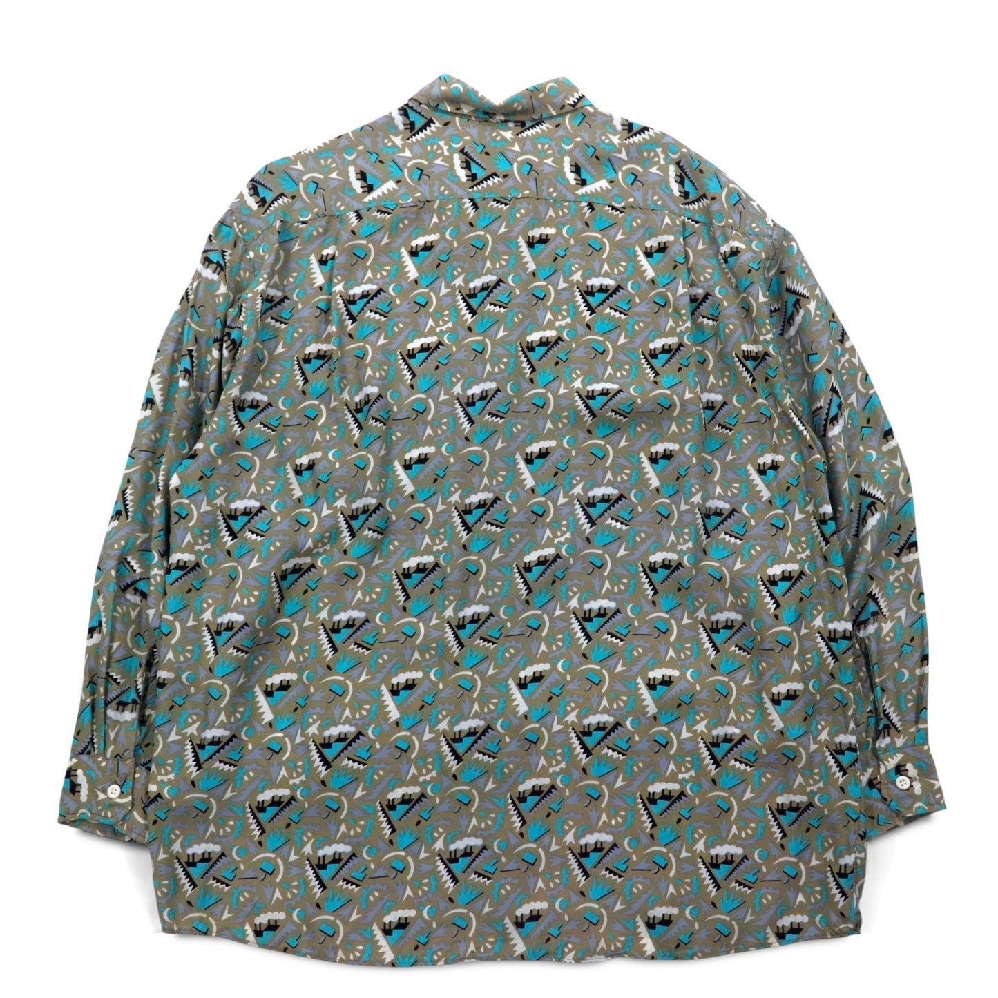Vintage 90s Retro Shirt JESSE JAMES 総柄 シャツ L グレー キュプラ 胸ポケット