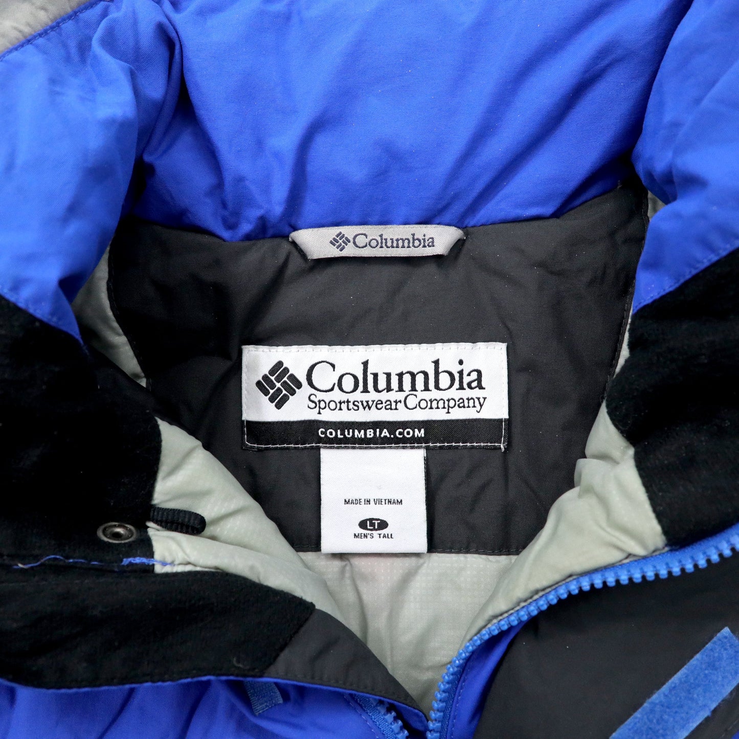 Columbia マウンテンパーカー LT ブルー ナイロン 中綿 フード収納式