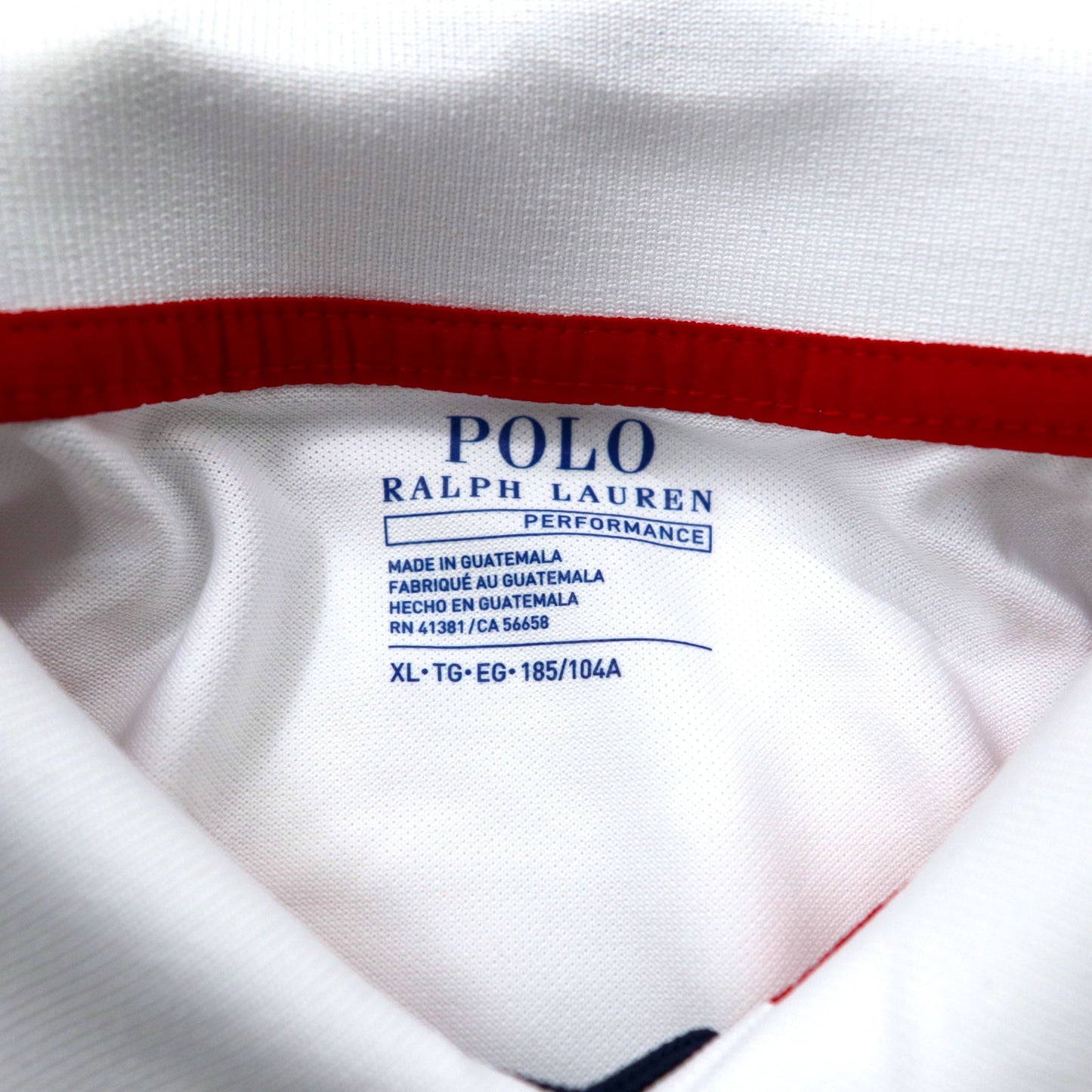 POLO RALPH LAUREN パフォーマンス ポロシャツ XL ホワイト ネイビー ポリエステル ロゴプリント 星条旗