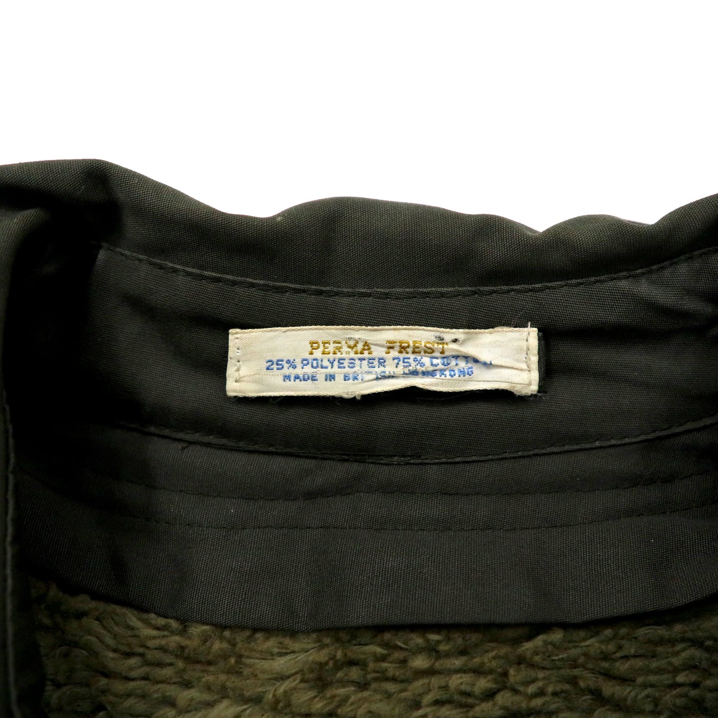 KIRBY HALL CLOTHES 60年代 ステンカラーコート 42R カーキ コットン PERMA PREST ボアライナー着脱式 British Hong Kong
