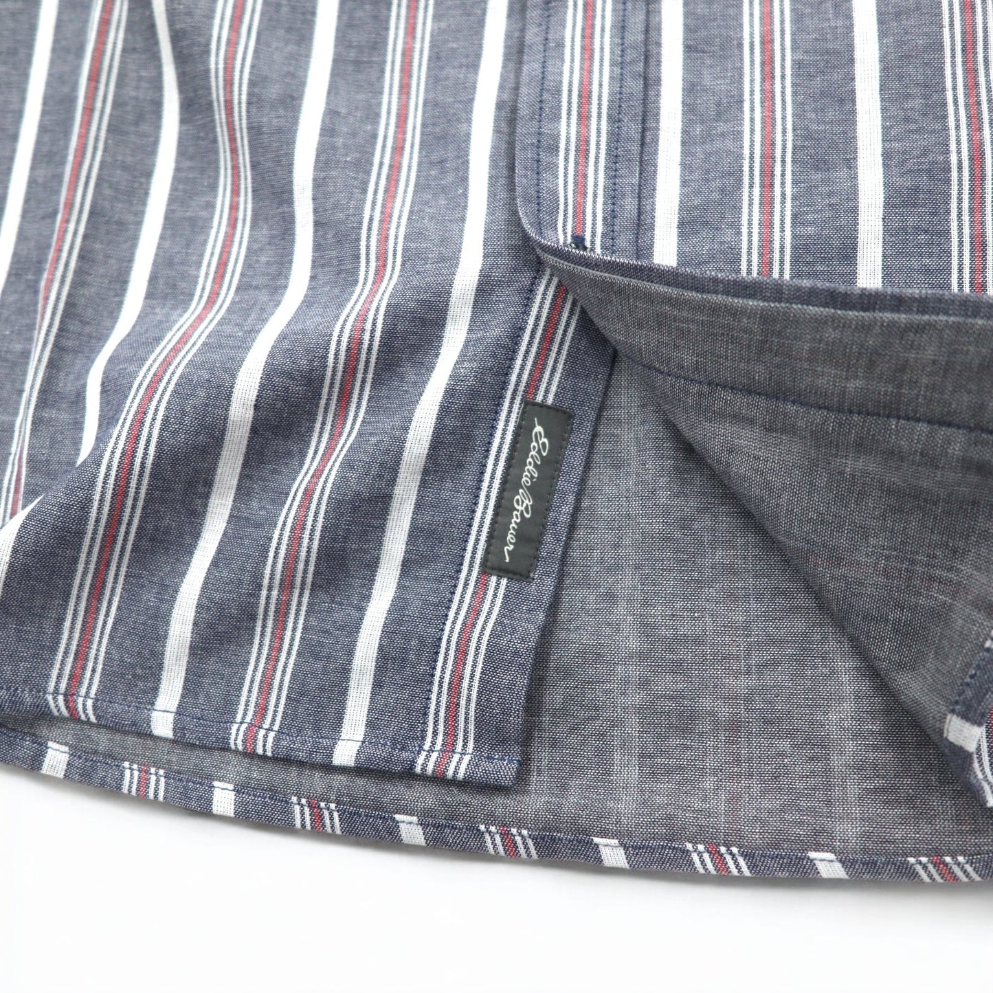 Eddie Bauer ダブルクロス ボタンダウンシャツ L ブルー コットン ストライプ 未使用品
