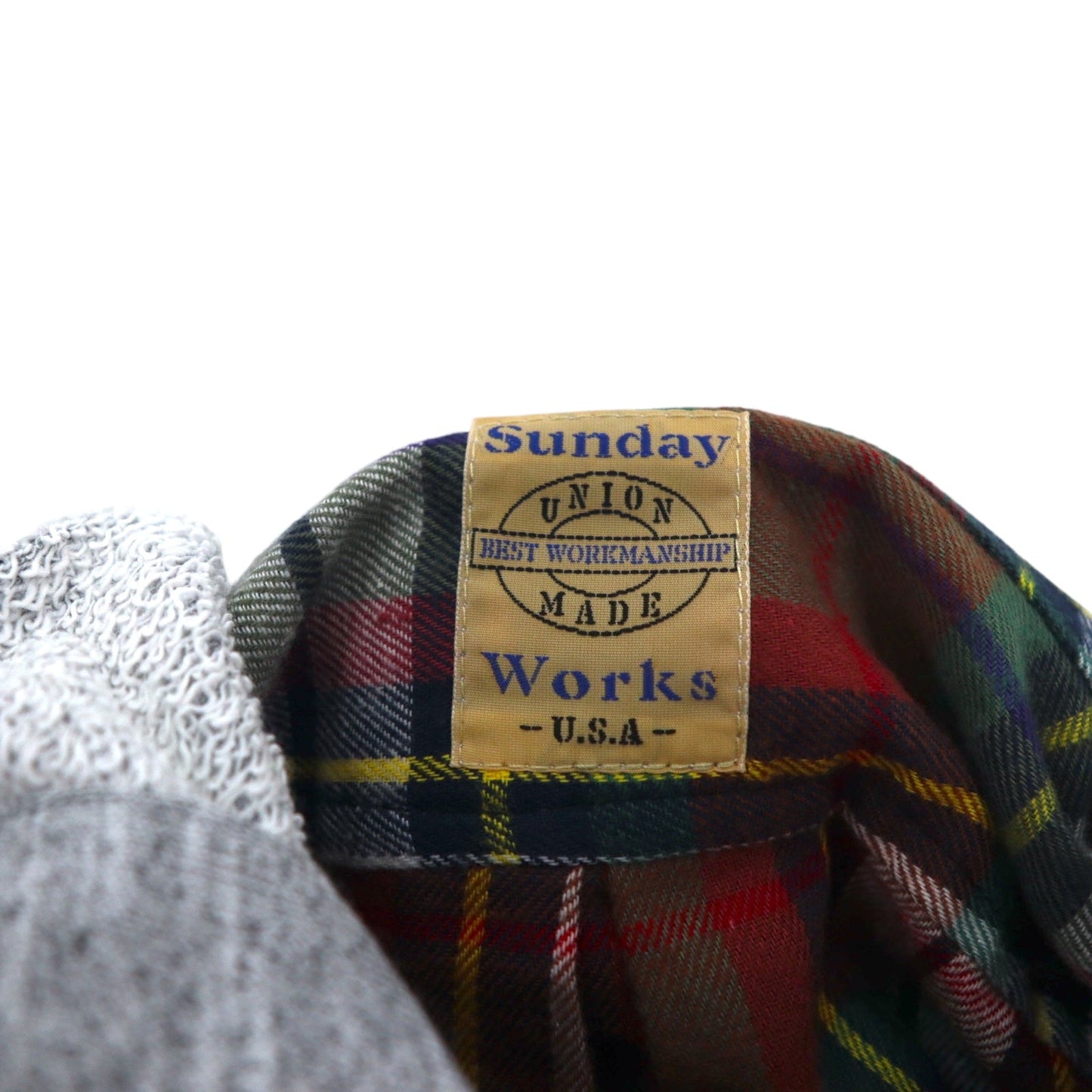 Sunday Works USA製 フード付き チェックシャツ XL レッド グリーン UNION MADE