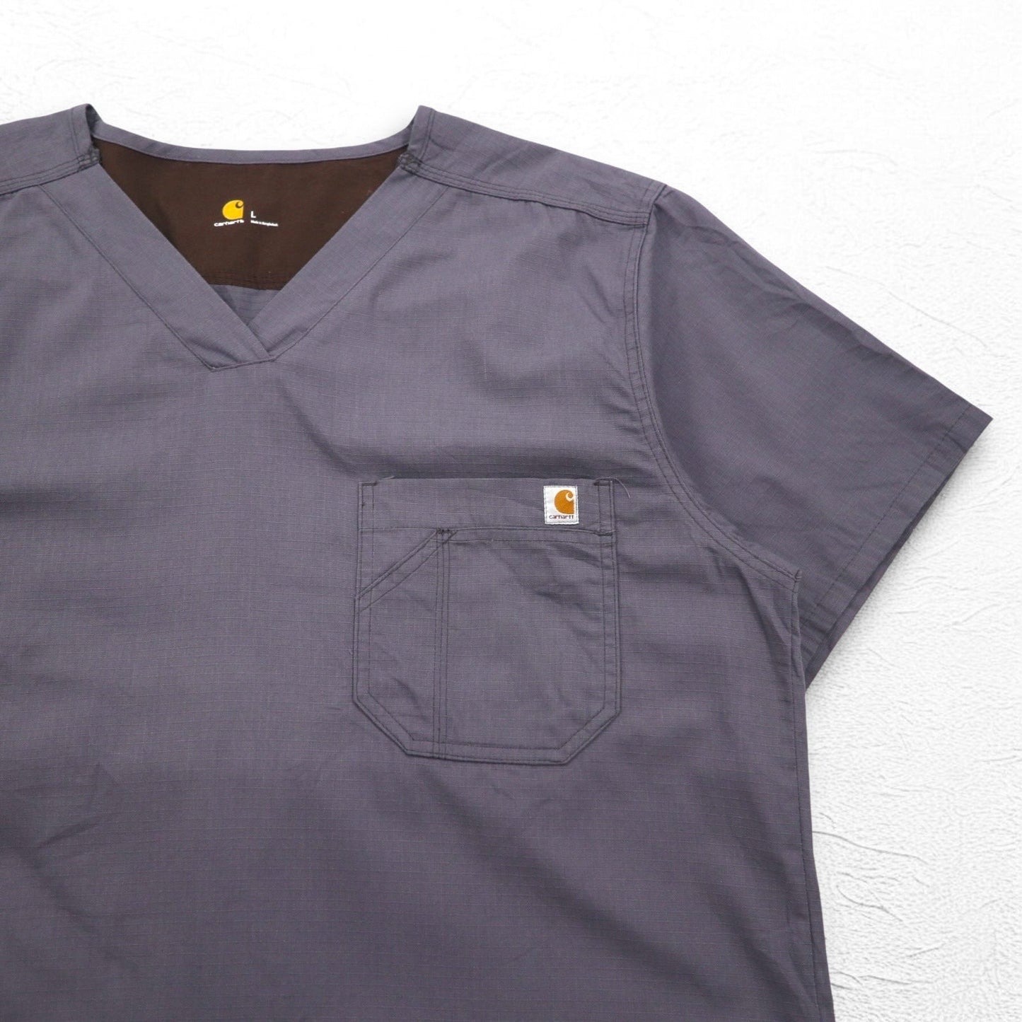 carhartt リップストップ プルオーバー メディカルシャツ ドクターシャツ L グレー 胸ポケット C15108