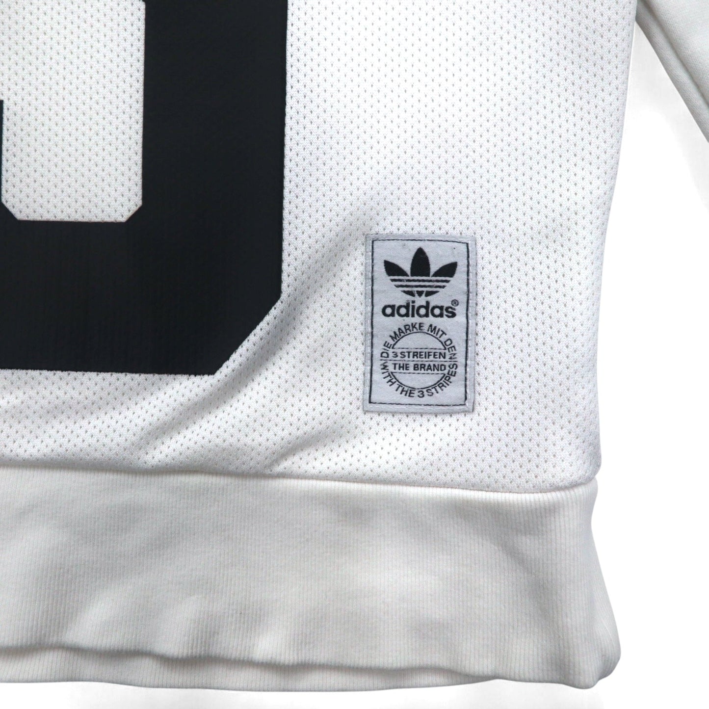 adidas originals ナンバリング プリント スウェット XS ホワイト メッシュ切り替え WINTER CREW SWEATSHIRT BS2626