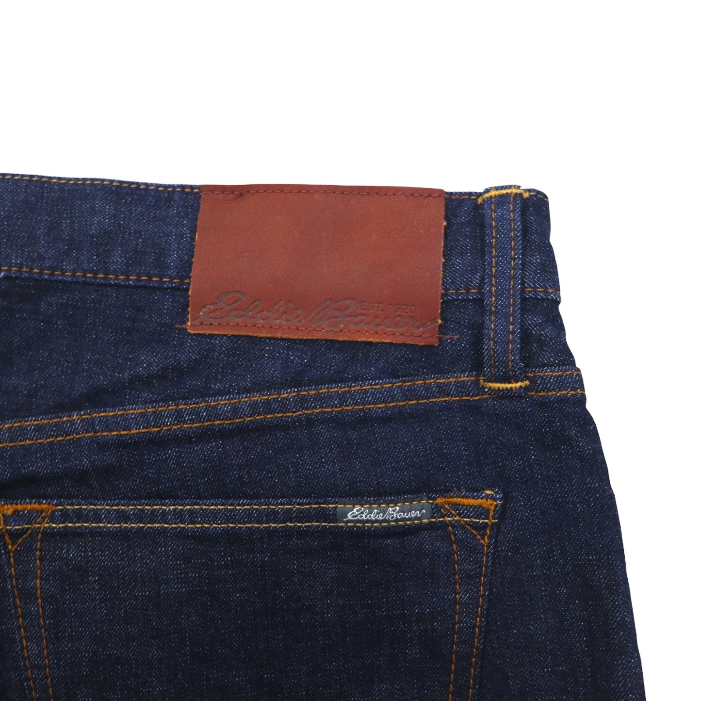 Eddie Bauer リジッド デニムパンツ XL インディゴ ブルー COTTON USA リラックスフィット 未使用品