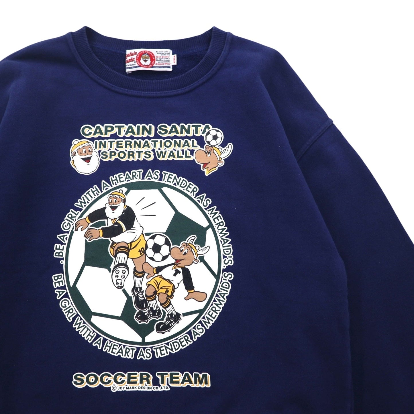 Captain Santa 90年代 スウェット M ネイビー コットン キャラクター プリント サッカー