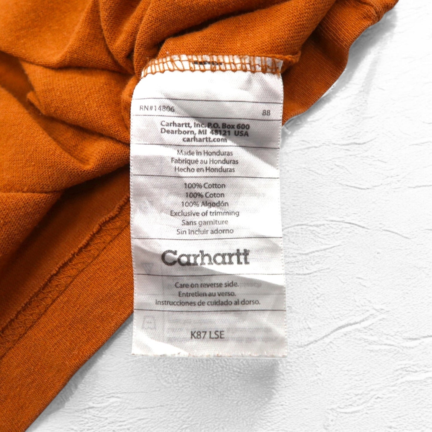 carhartt ポケット Tシャツ ポケT XL オレンジ コットン ホンジュラス戦