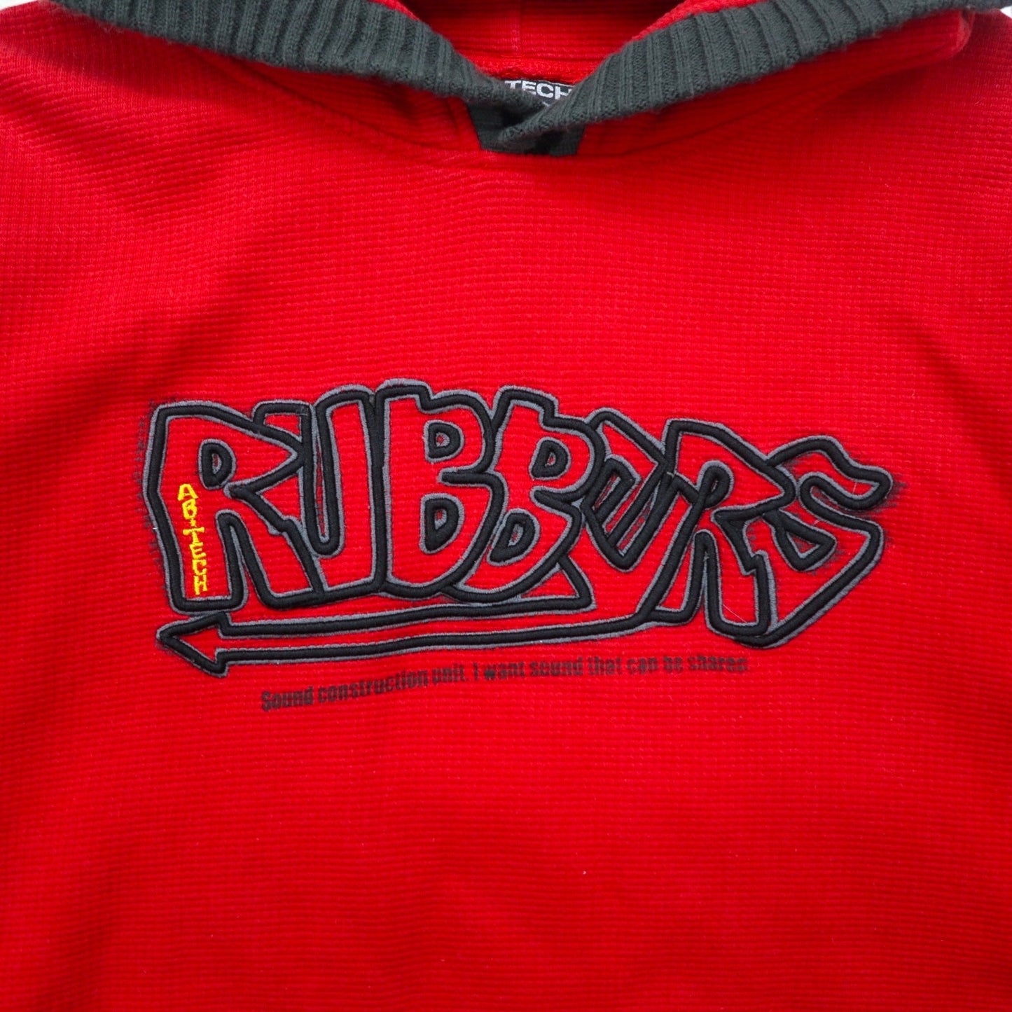90年代 AB TECH SPORTS ワッフル パーカー XL レッド 刺繍 グラフィティ ストリート ビッグサイズ