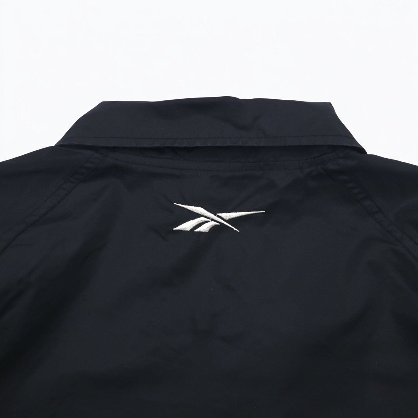 Reebok 90年代 フルジップ コーチジャケット L ブラック ロゴテープ サイドライン メッシュライナー