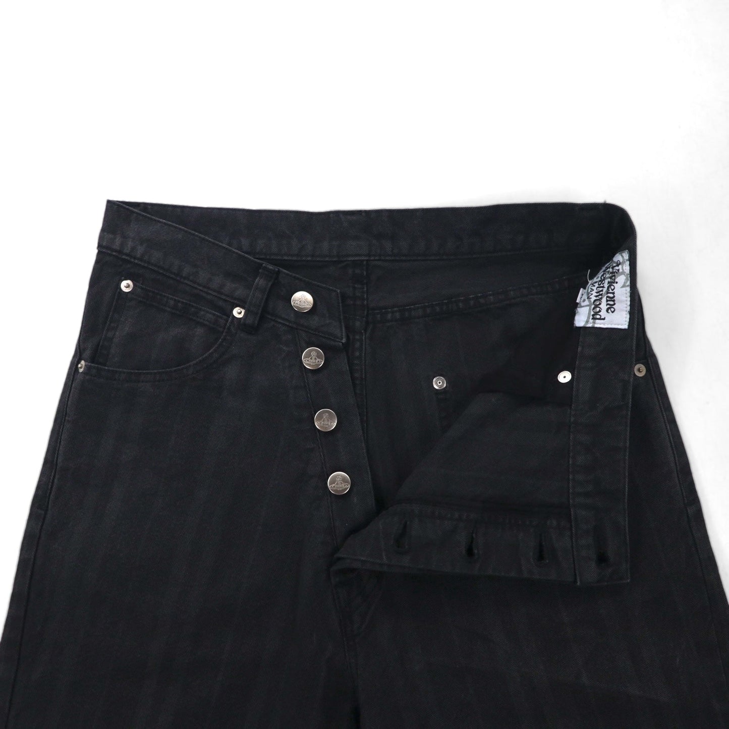 Vivienne Westwood MAN デニム サルエルパンツ M ブラック ジーンズ ストライプ コットン