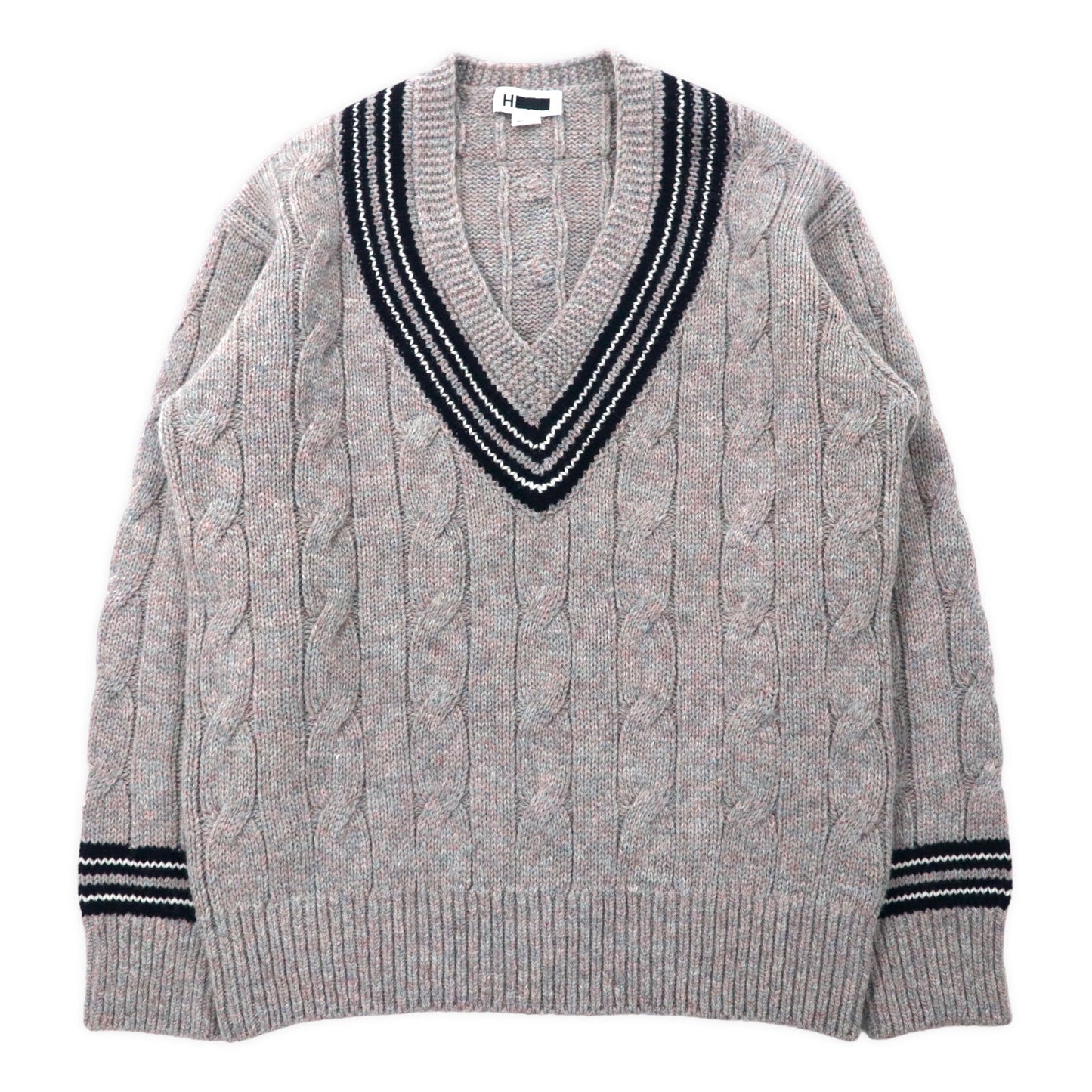 H BEAUTY & YOUTH Vネック チルデンニット セーター M グレー ウール GALAXY CRICKET V NECK KNIT 1213-106-3256