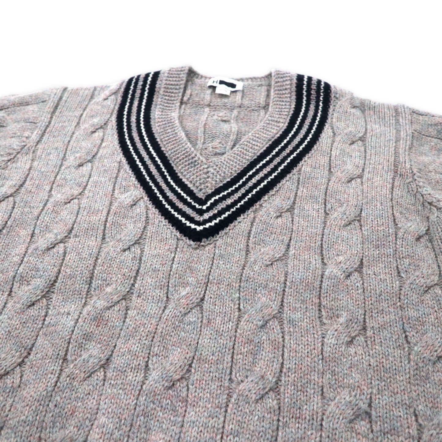 H BEAUTY & YOUTH Vネック チルデンニット セーター M グレー ウール GALAXY CRICKET V NECK KNIT 1213-106-3256