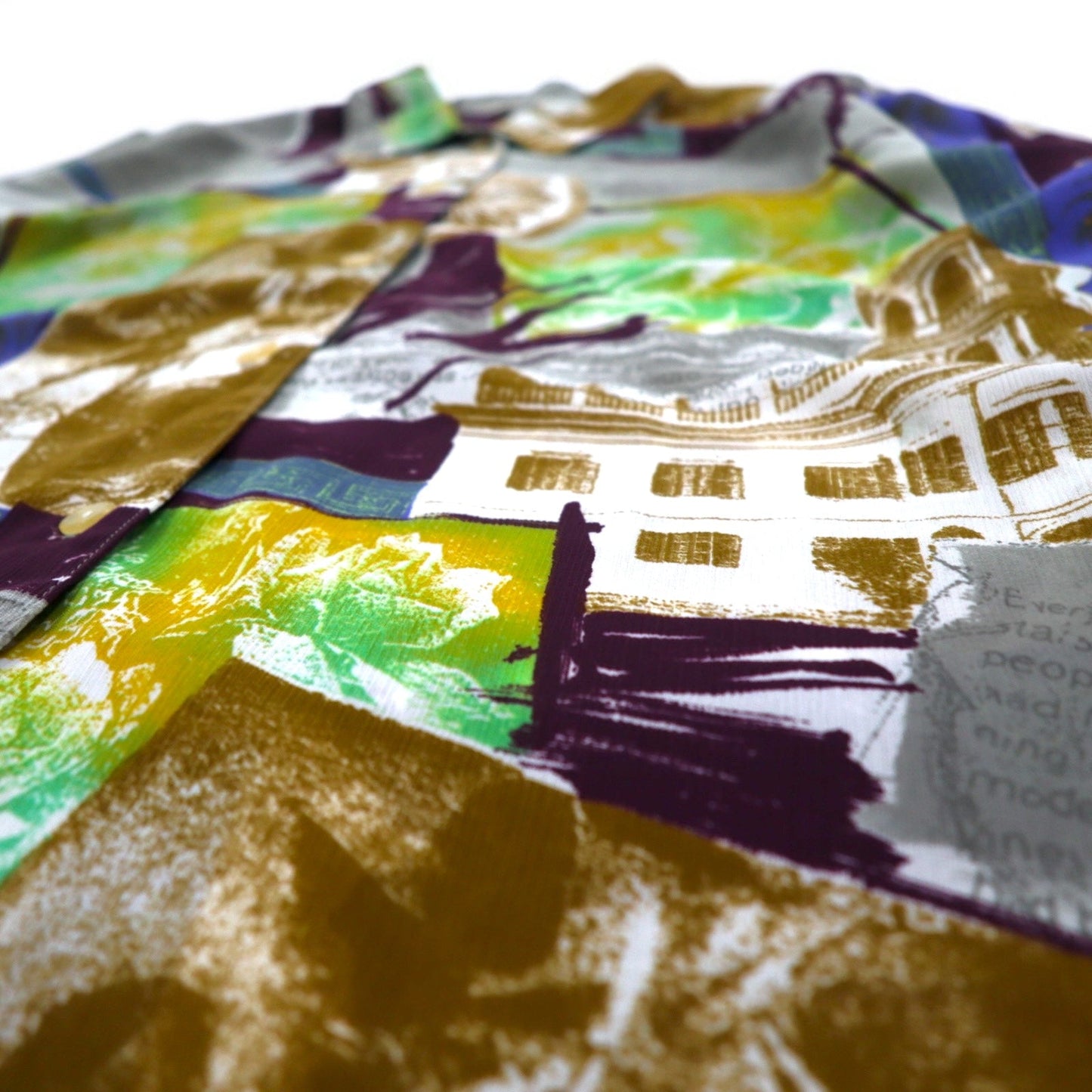 Vintage 90s Japan Made Retro Shirt ATTRAIT レトロ 総柄 ポリシャツ M マルチカラー アート