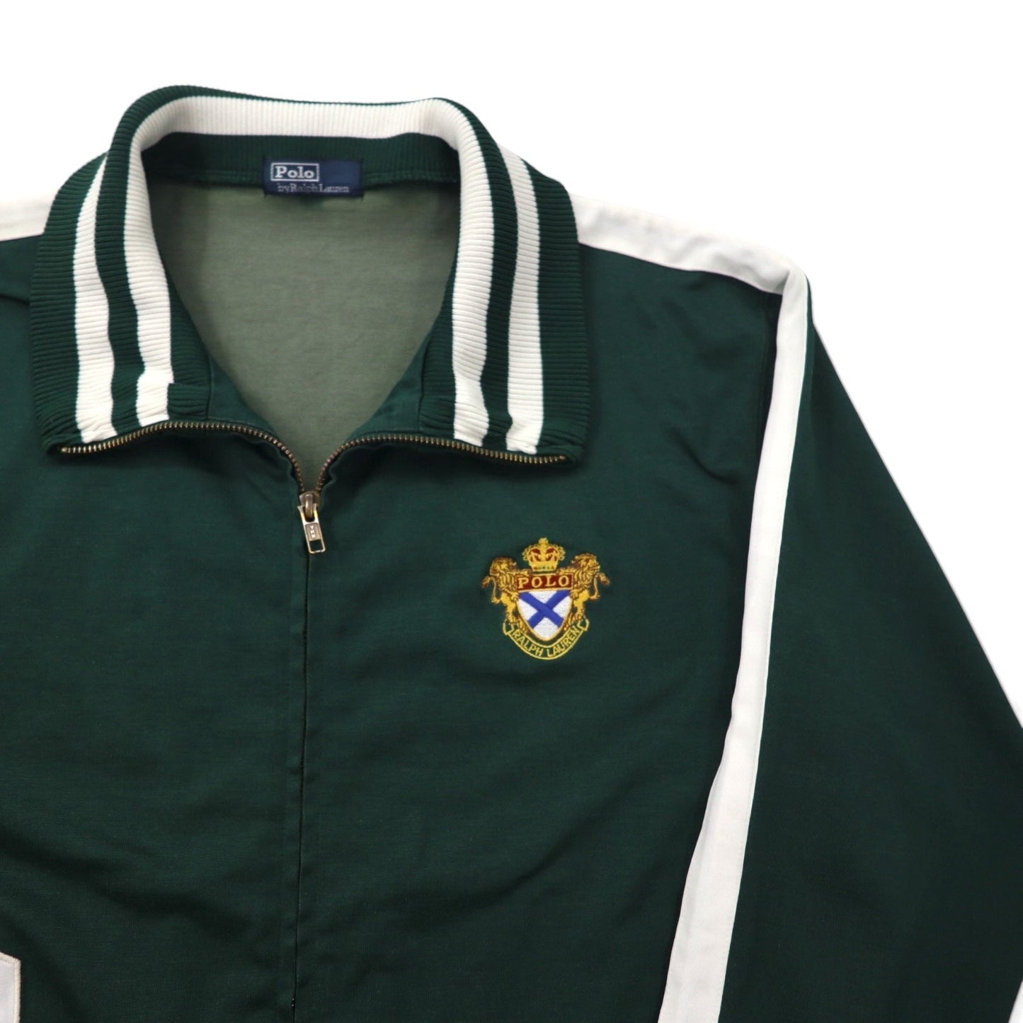 Polo by Ralph Lauren 90年代 トラックジャケット ジャージ L グリーン エンブレムロゴ刺繍