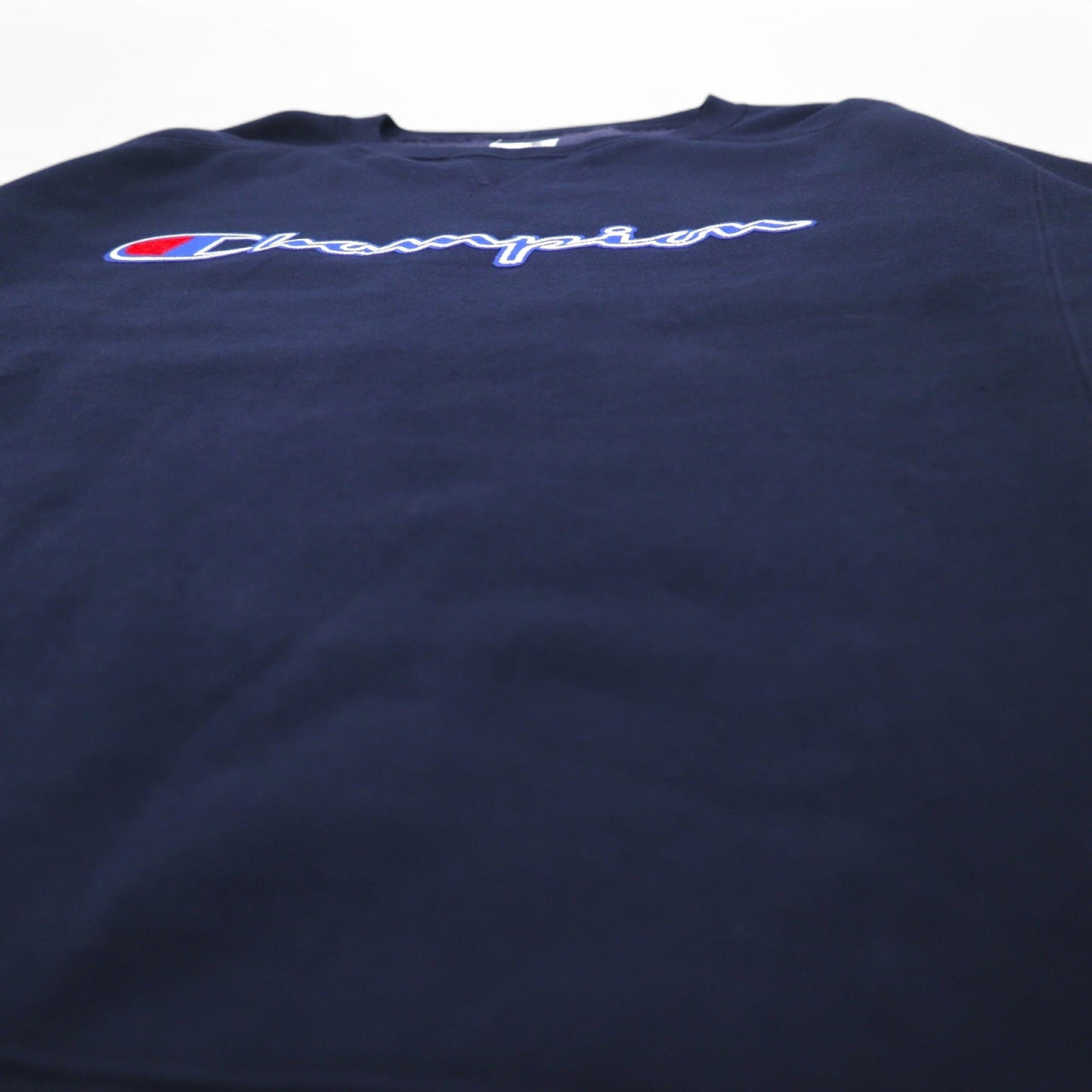 Champion elite 前V スウェット XL ネイビー コットン 裏起毛 スクリプトロゴ