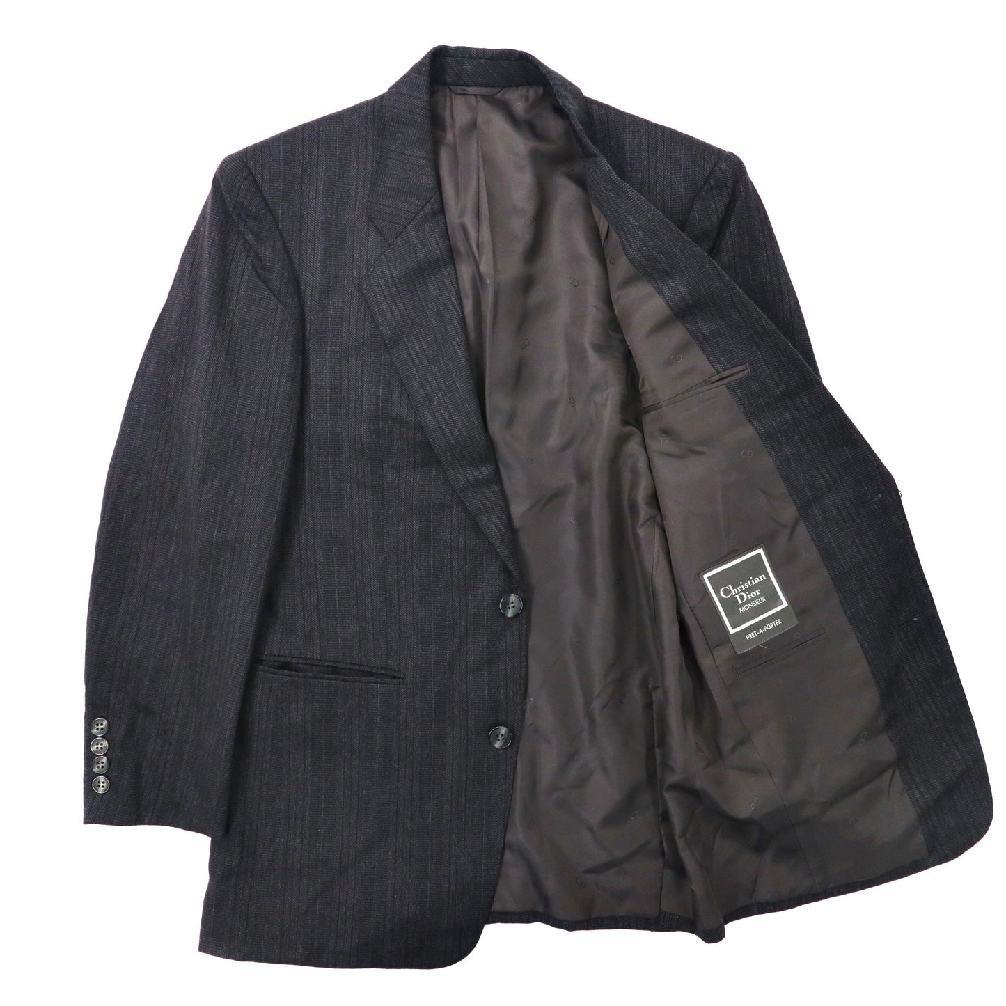Christian Dior MONSIEUR 2Bテーラードジャケット A-4 165 グレー ストライプ ウール オールド 日本製