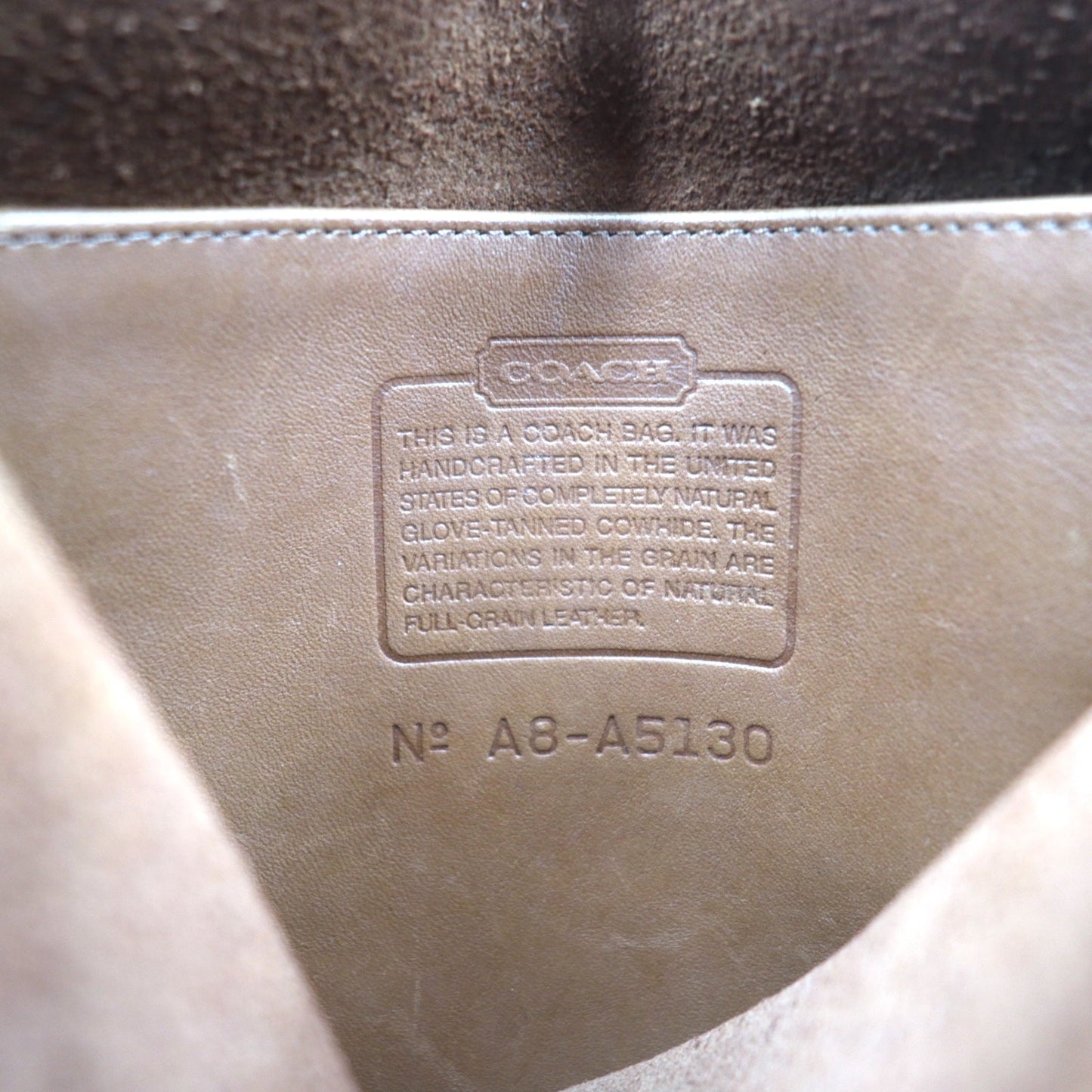 COACH USA製 オールドコーチ ターンロック ショルダーバッグ ブラウン グラブタンレザー A5130